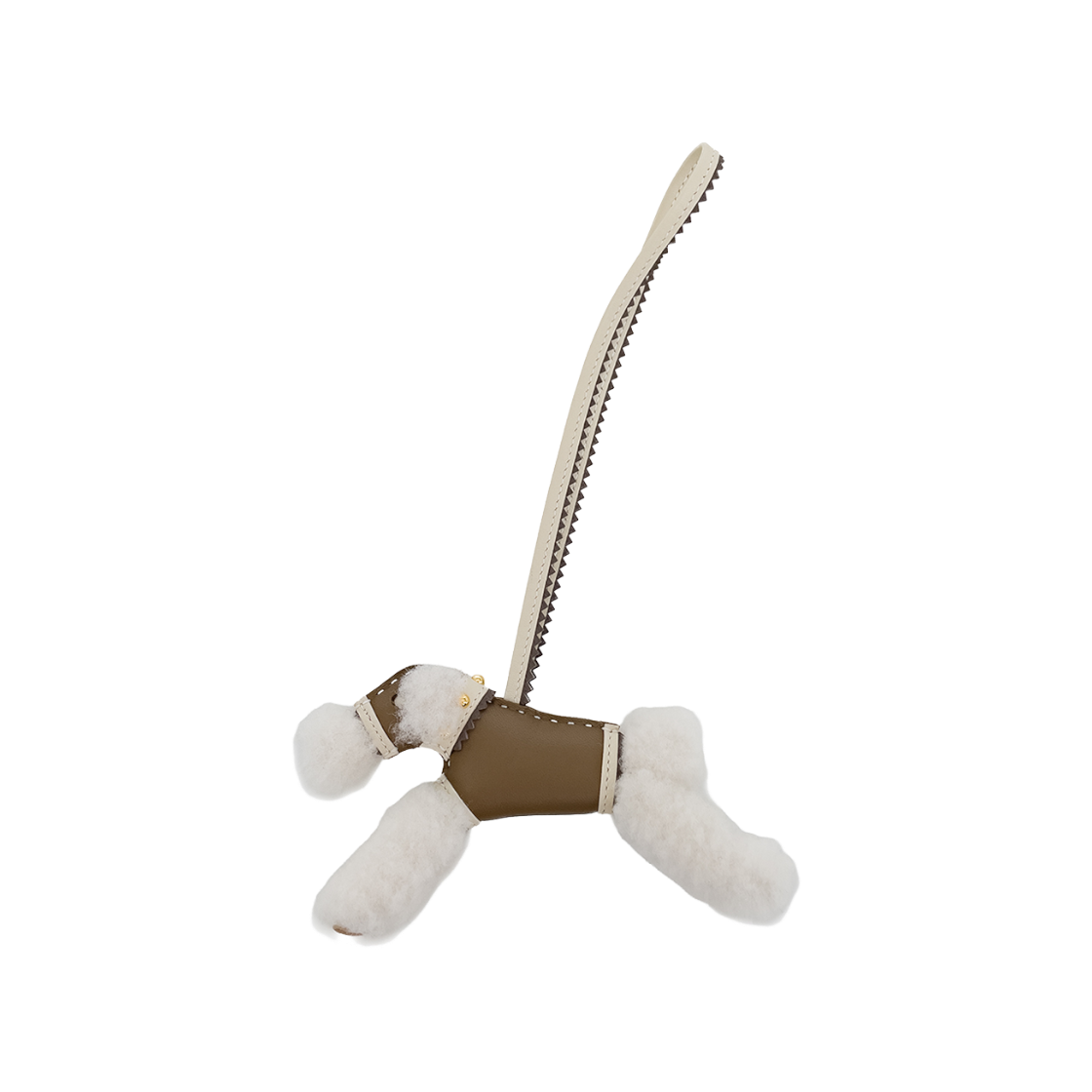 IT5I38NTBJ5L Hermes Studded Buddy Bag Charm in Ecru/Etaupe/Creme/Gris Etain (6HA0225)