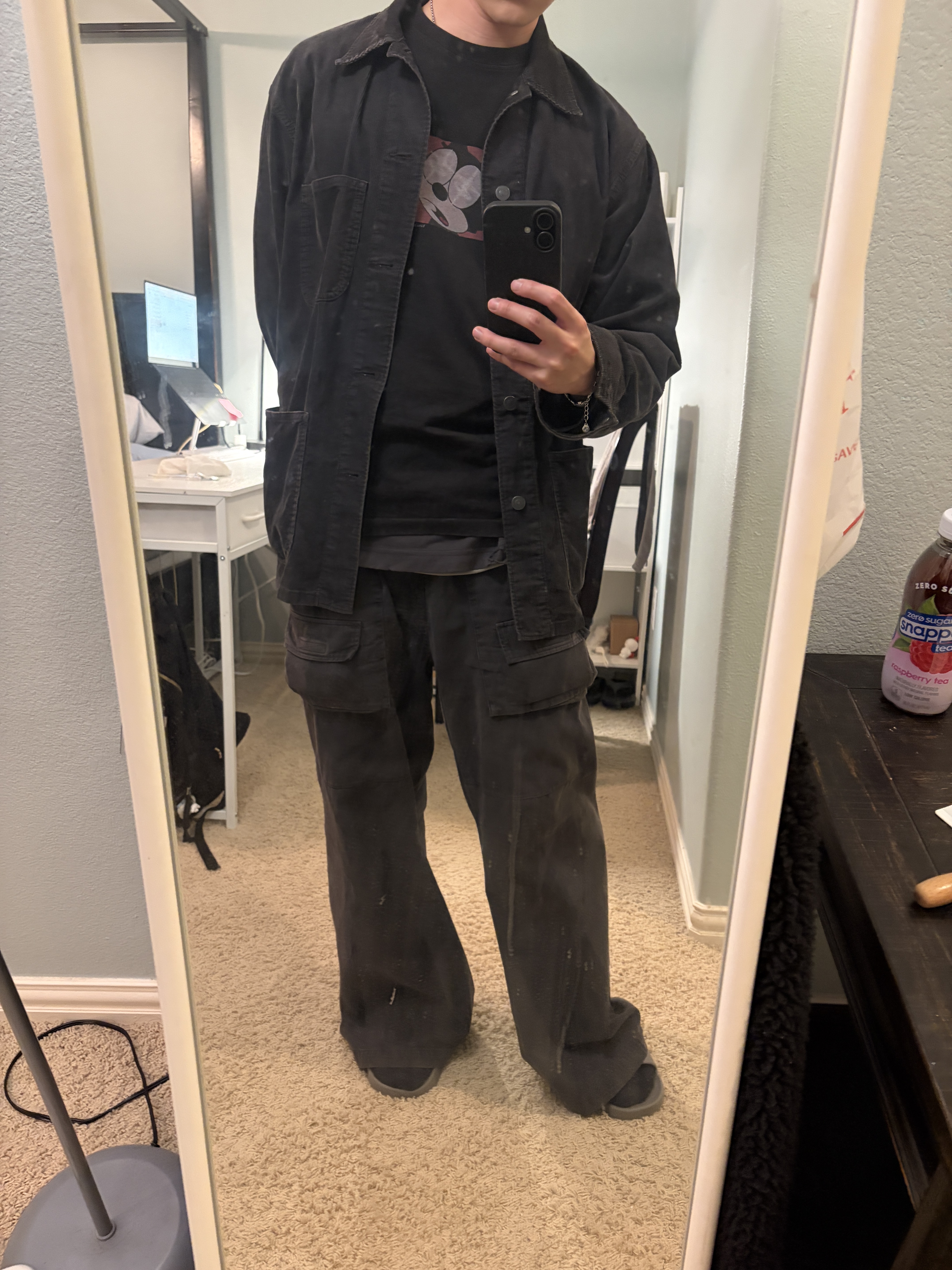 Polyteru Front Cargo Pants 1.2v Black 착용 스타일