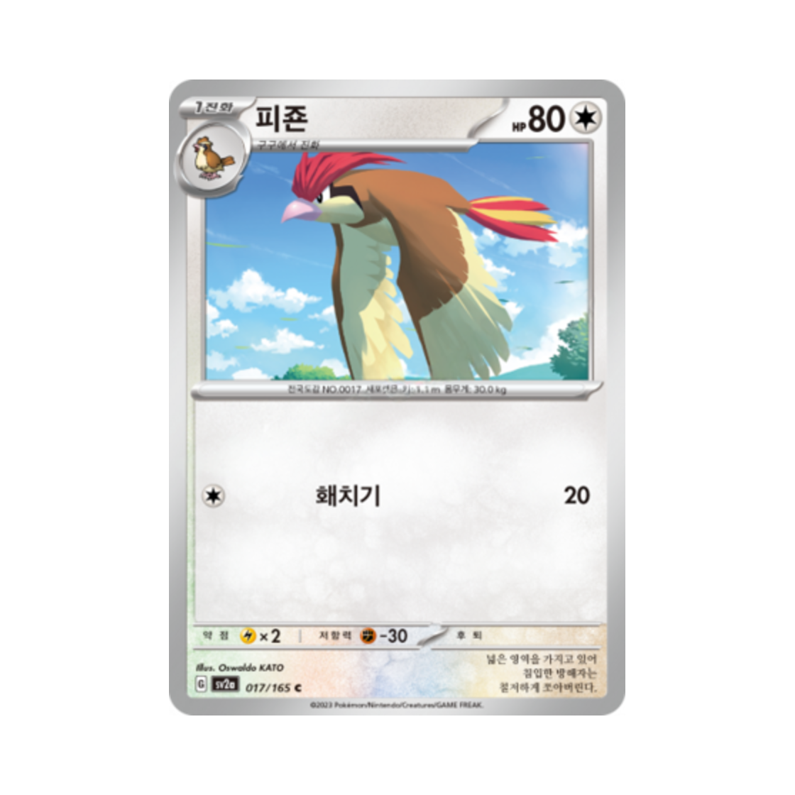 포켓몬 TCG 피죤 C 포켓몬 카드 151 (한글판)(Pokemon TCG Pidgeotto C Pokemon Card 151 (Korean Ver.)) - 1