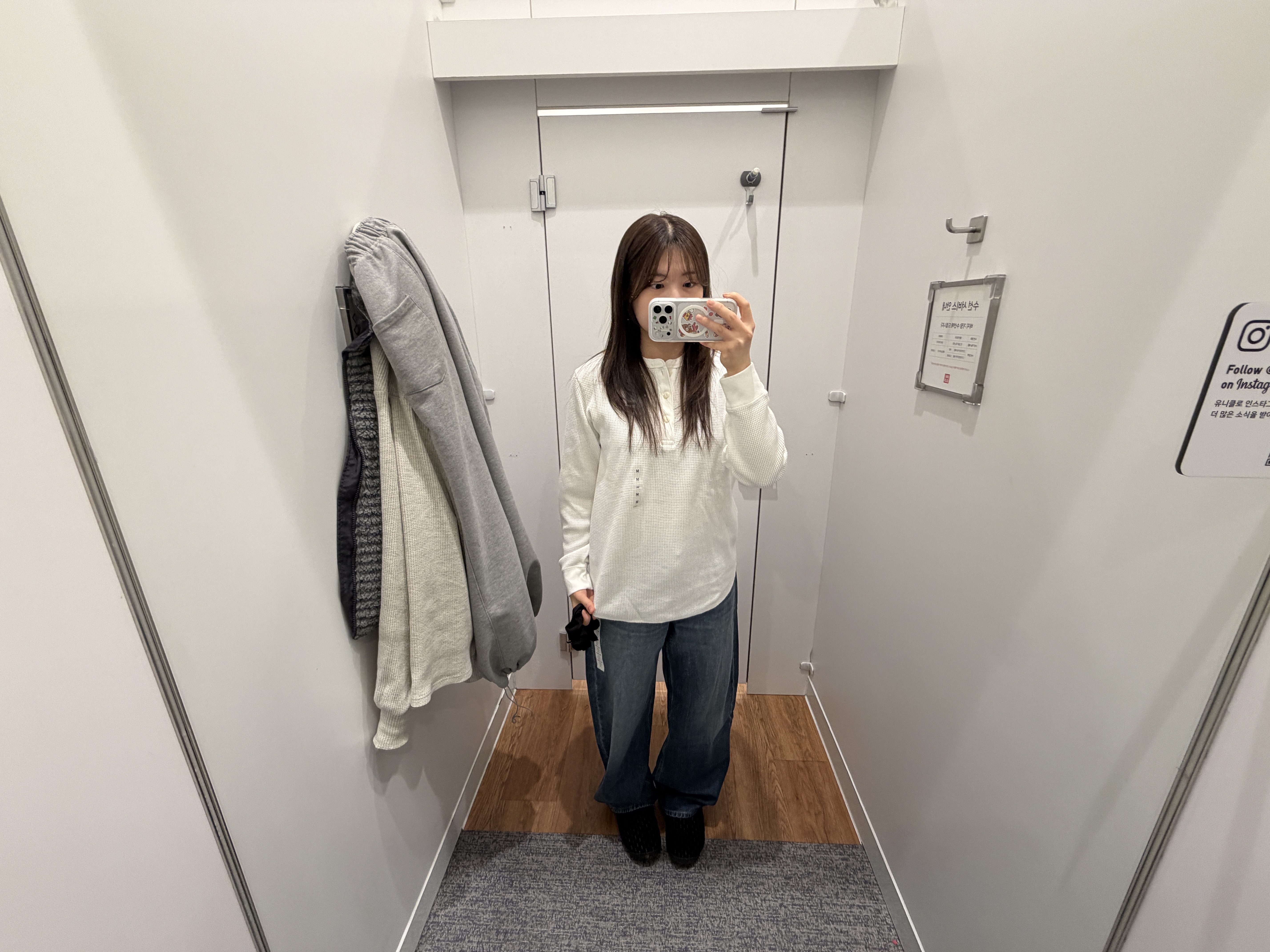 (W) Uniqlo Baggy Curve Jeans Short Blue - JP 착용 스타일 - 2
