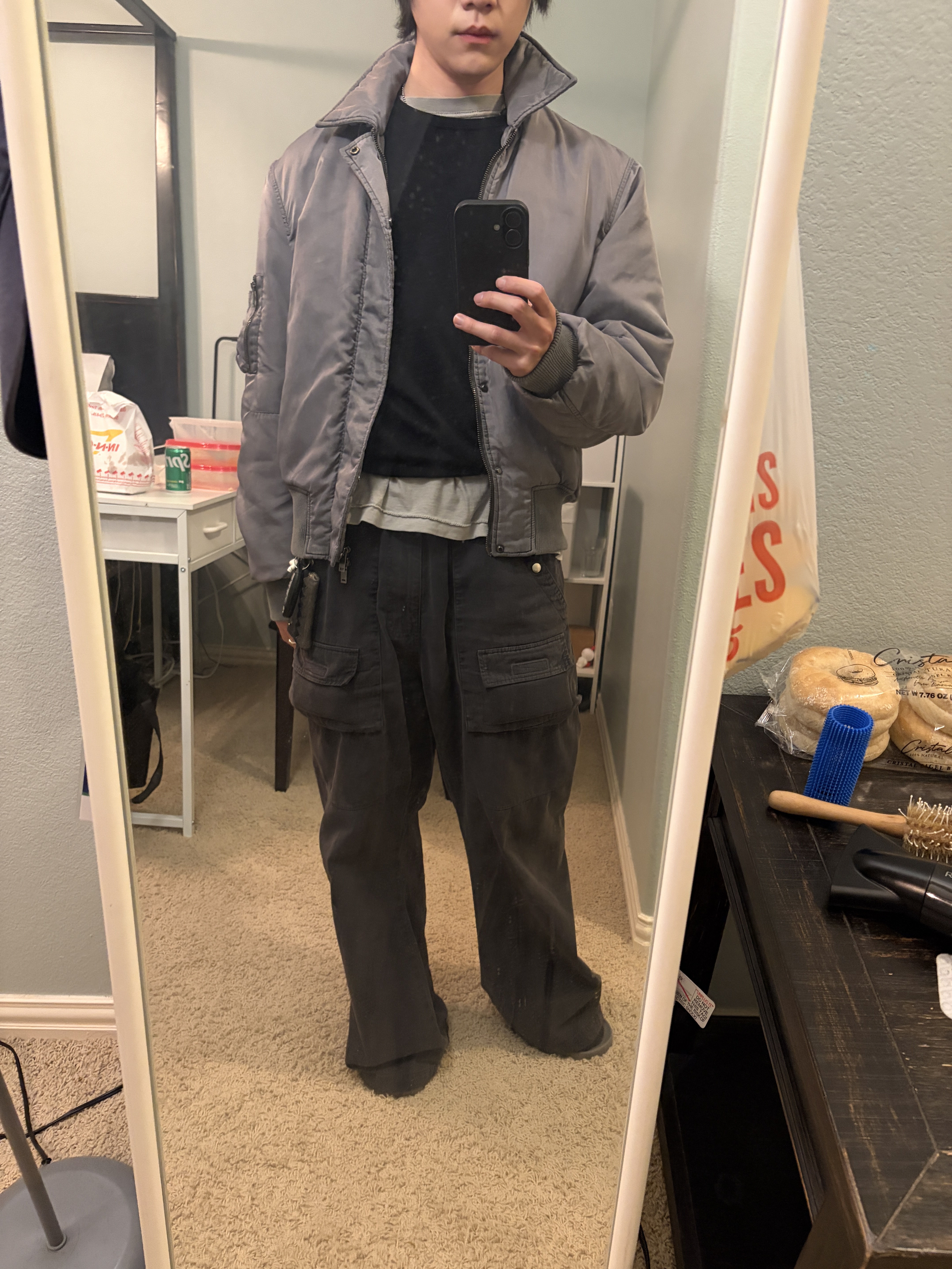 Polyteru Front Cargo Pants 1.2v Black, [프리오더] Polyteru Zigzag Card Wallet Black 착용 스타일