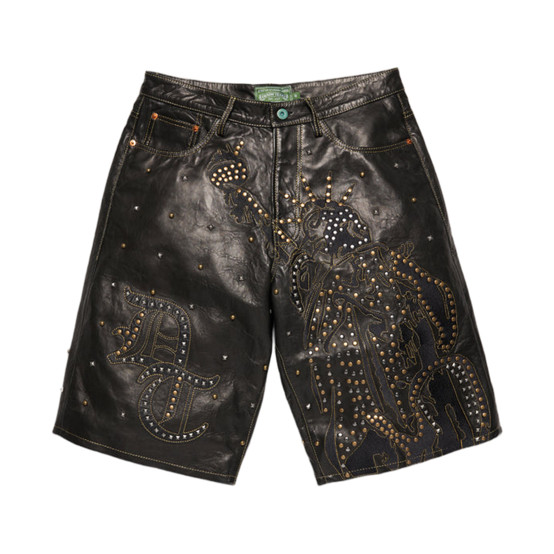 - Denim Tears Libertas Studded Leather Shorts Black