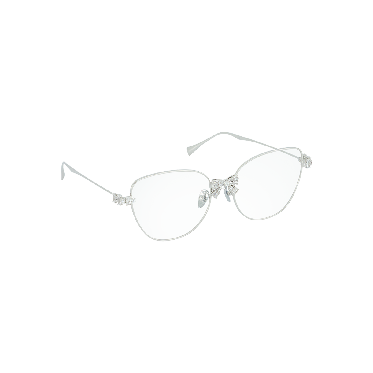 위민 보우노트 데코레이션 라지 프레임 글래스 실버 - 26SS(Yvmin Bowknot Decoration Large Frame Glasses Silver - 26SS) - 4