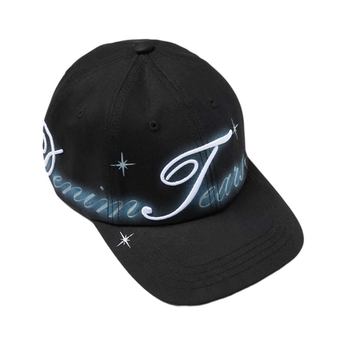 데님 티어스 에어브러쉬드 DT 로고 캡 블랙(Denim Tears Airbrushed Dt Logo Cap Black)