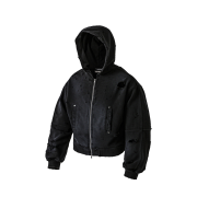 ROARINGRAD Destroyed Crop Hoodie Jacket Black