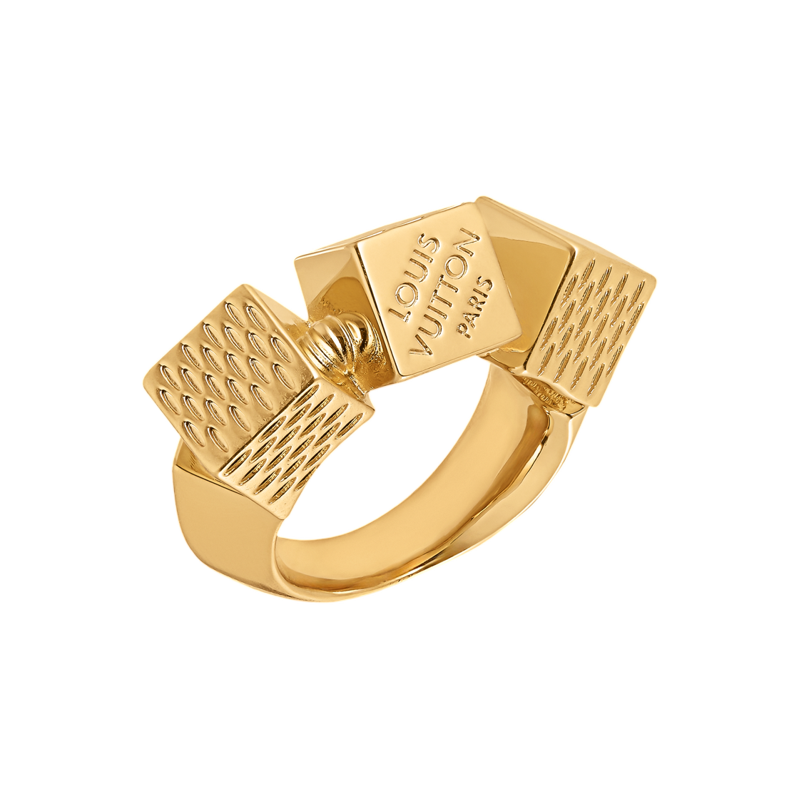 - (W) Louis Vuitton LV Cube Ring Gold