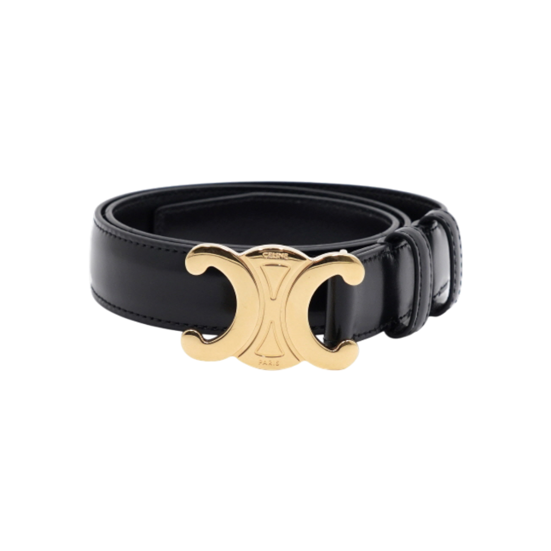 ITV8HPDJ7839 Celine Black Triomphe Medium Leather Women's Belt