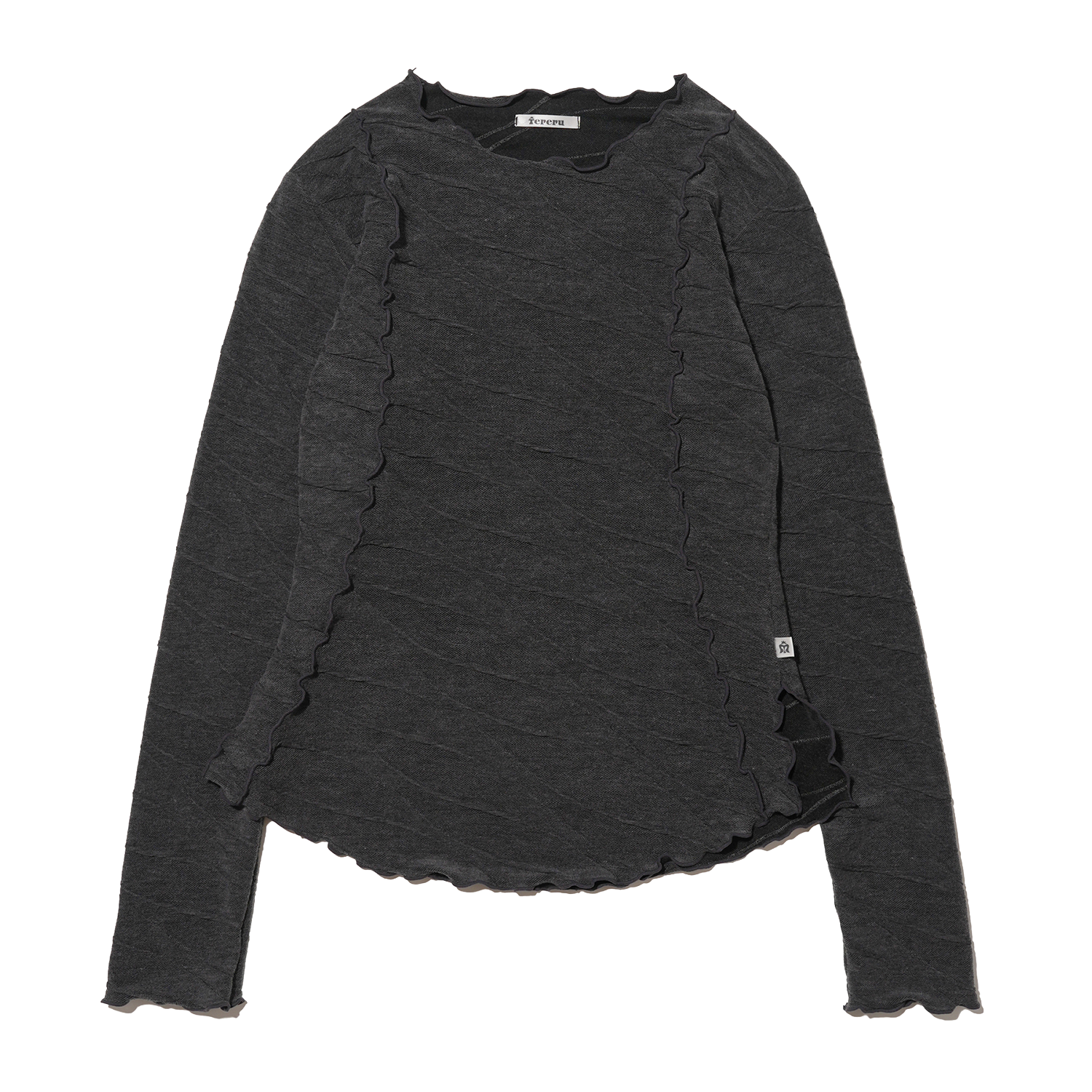 테레루 러플 라인 롱 슬리브 차콜(TERERU Ruffle Line Long Sleeve Charcoal)