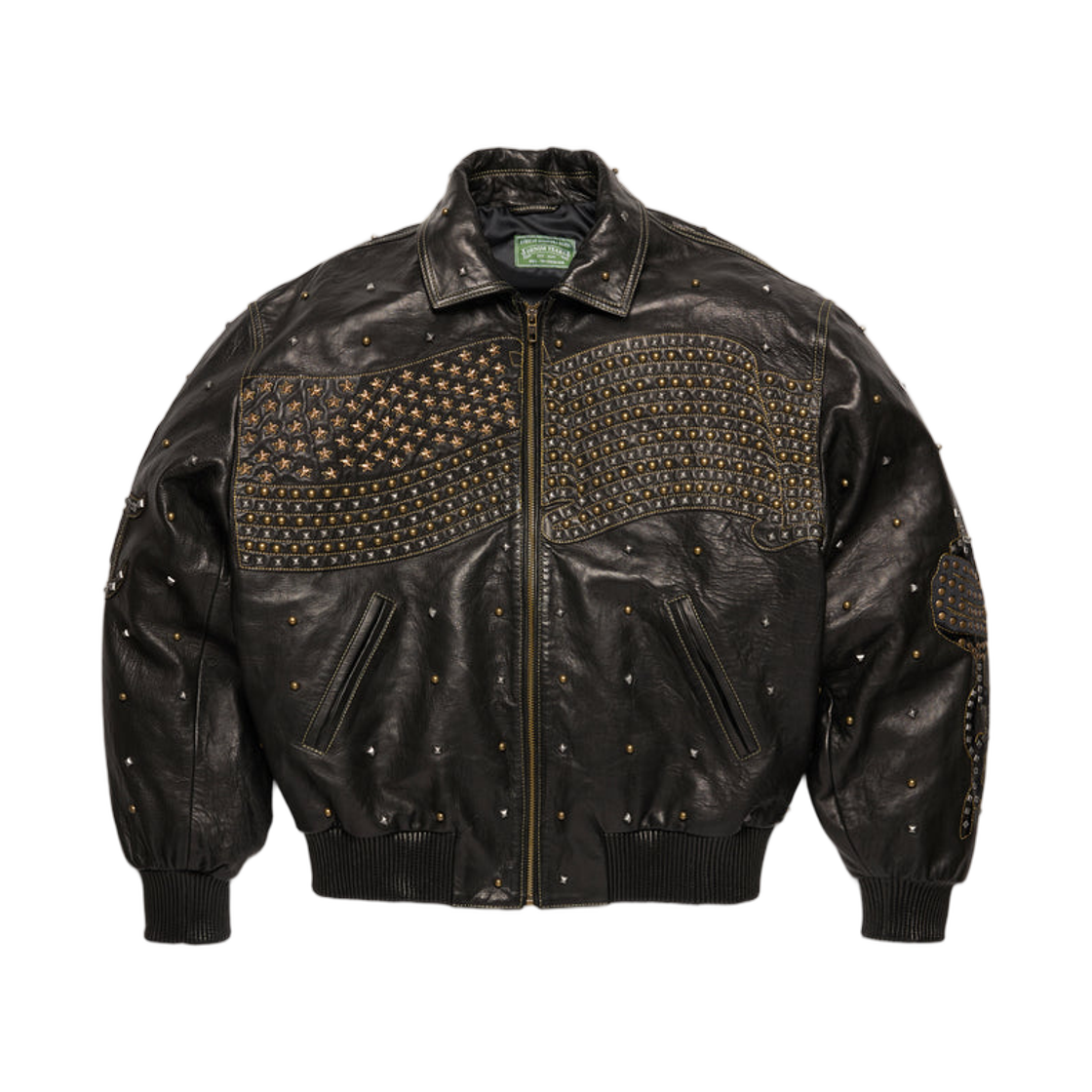 - Denim Tears Libertas Studded Leather Jacket Black