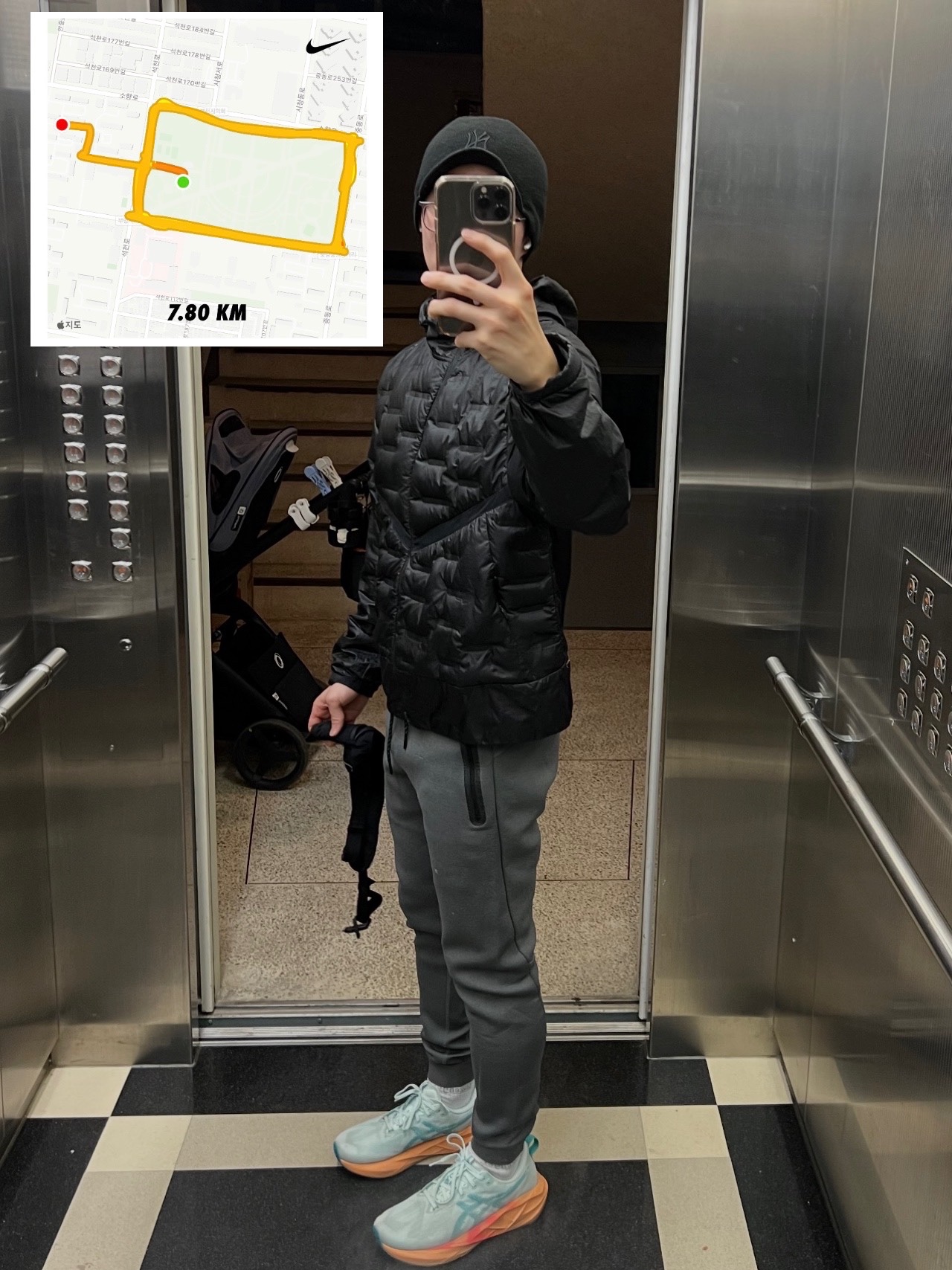 Asics Novablast 5 Soothing Sea Wave Teal, Nike Aeroloft Jacket Black - Asia 착용 스타일