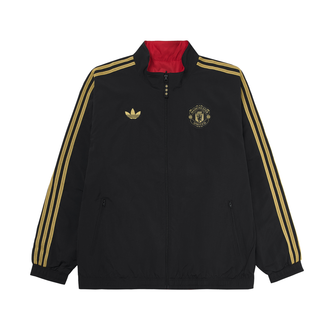 아디다스 맨체스터 유나이티드 컬처 스토리 리버시블 자켓 블랙 베러 스칼렛 - US 사이즈 (논 마킹 버전)