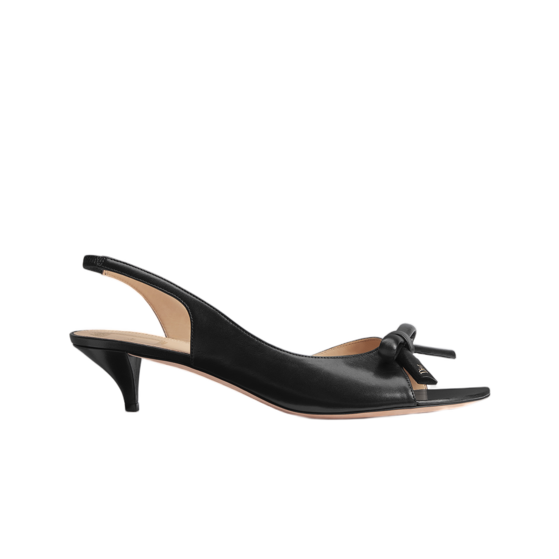 KDO576LAB-S900 (W) Dior Bow Heeled Slingback Sandal Lambskin Black