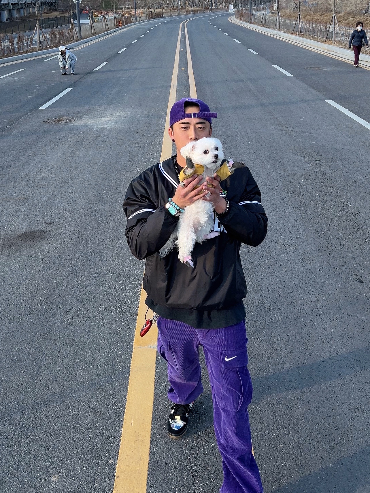 Supreme x Nike Arc Corduroy 6-Panel Purple - 22SS, Supreme x Nike Arc Corduroy Cargo Pants Purple - 22SS 착용 스타일 - 1