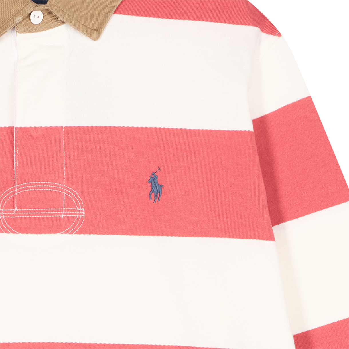 [10%적립] 폴로 랄프 로렌 클래식 핏 카키 칼라 럭비 셔츠 레드 스카이 트로피 크림 - 26SS([10%적립] Polo Ralph Lauren Classic Fit Khaki Collar Rugby Shirt Red Sky Trophy Cream - 26SS) - 5