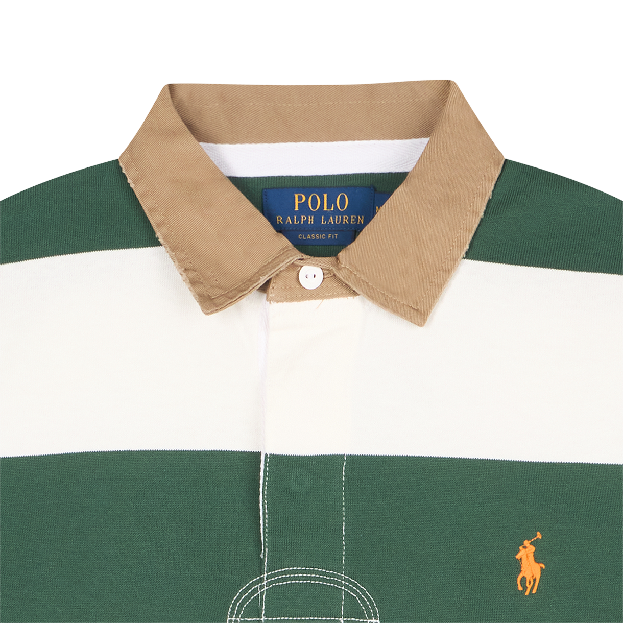 [10%적립] 폴로 랄프 로렌 클래식 핏 카키 칼라 럭비 셔츠 그래스 그린 트로피 크림 - 26SS([10%적립] Polo Ralph Lauren Classic Fit Khaki Collar Rugby Shirt Grass Green Trophy Cream - 26SS) - 3