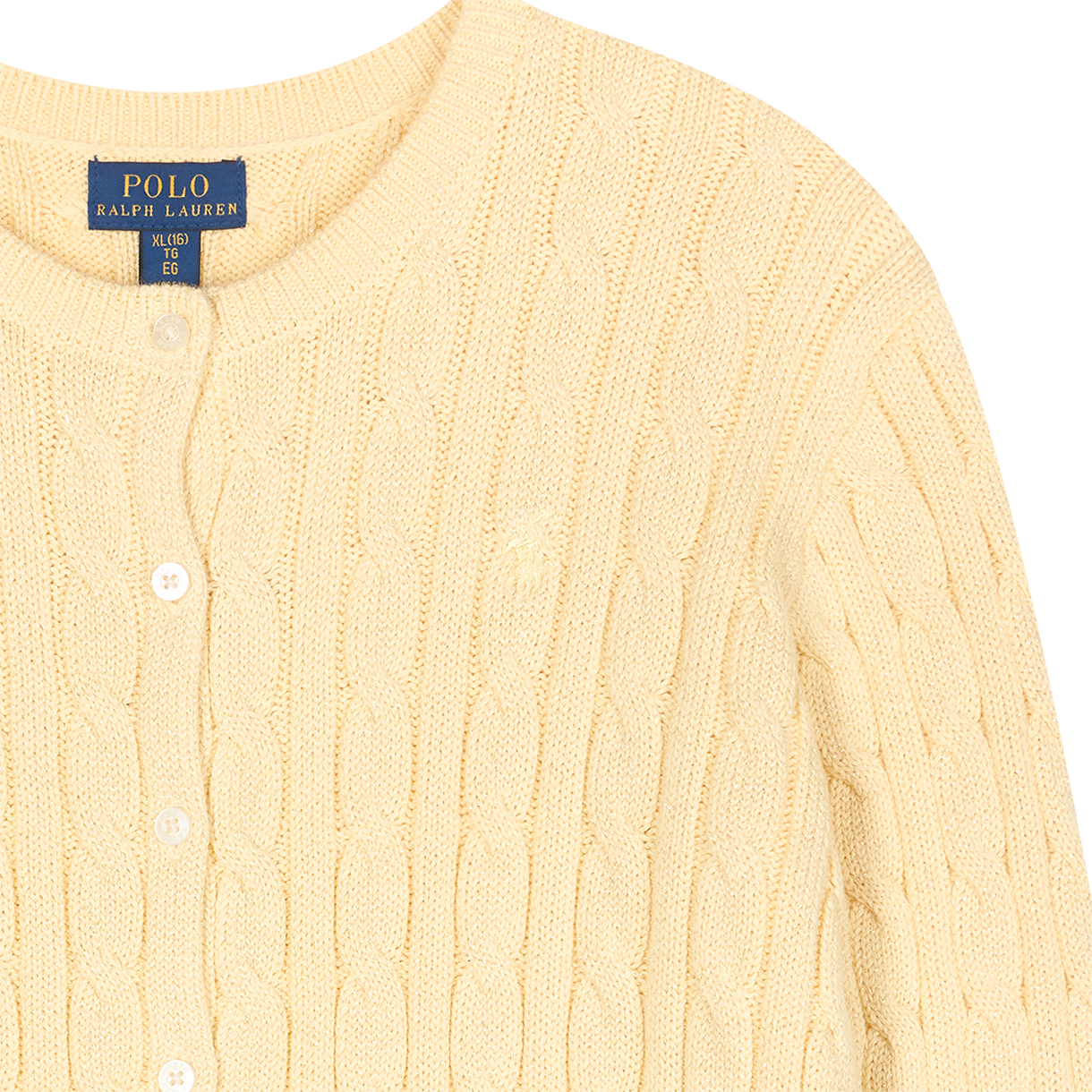 [10%적립] 폴로 랄프 로렌 칠드런 메탈릭 케이블 니트 가디건 티 버드 옐로우 위드 메탈릭 -  26SS([10%적립] Polo Ralph Lauren Children Metallic Cable Knit Cardigan T Bird Yellow W Metallic - 26SS) - 5