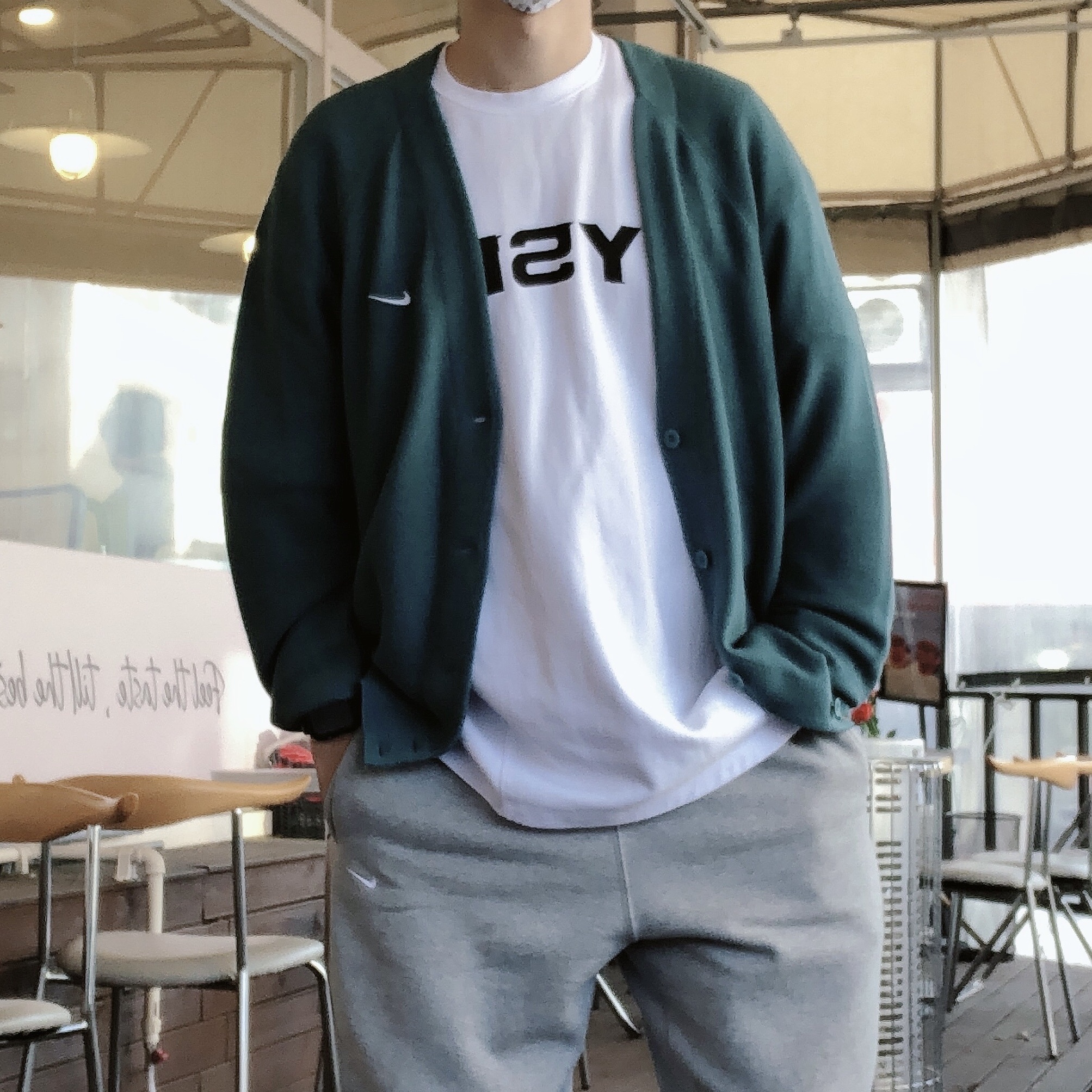 Nike SB Skateboarding Cardigan Mineral Teal - Asia 착용 스타일 - 1