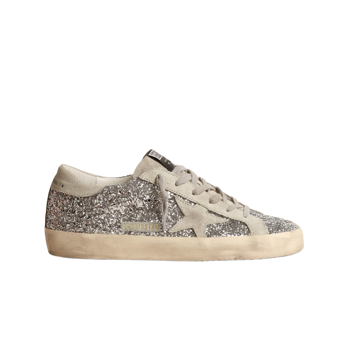 GWF00101-F000416-70136 (W) Golden Goose Superstar Silver Glitter Sneakers Ice Grey