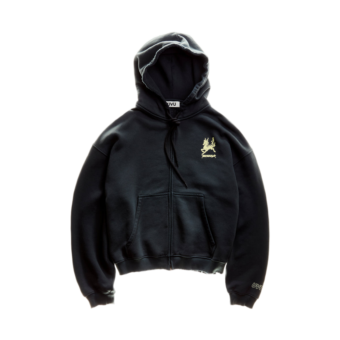 UVU 도쿄 '26 지퍼 후드 워시드 블랙(UVU Tokyo '26 Zipped Hoodie Washed Black)