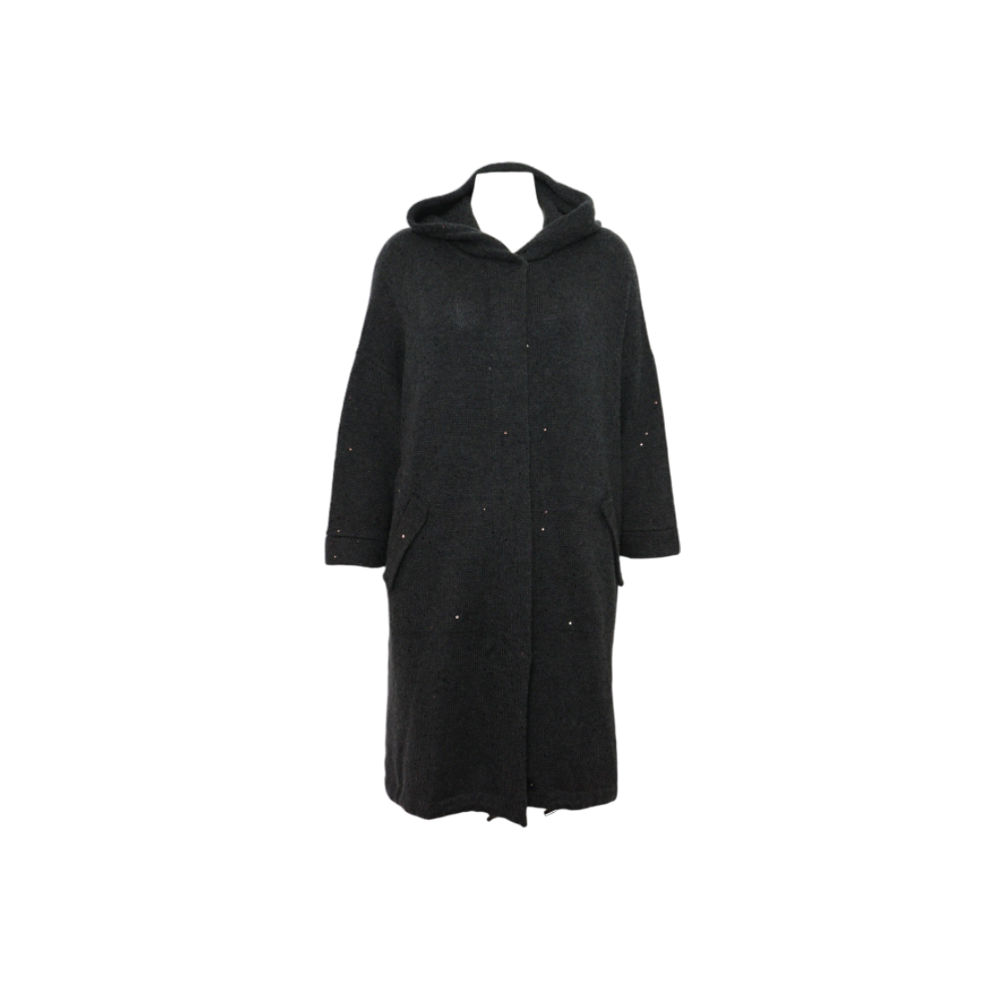 ITBTUEG2SUTO Brunello Cucinelli Gray Cashmere-Silk Blend Sequin Hoodie Jacket for Women