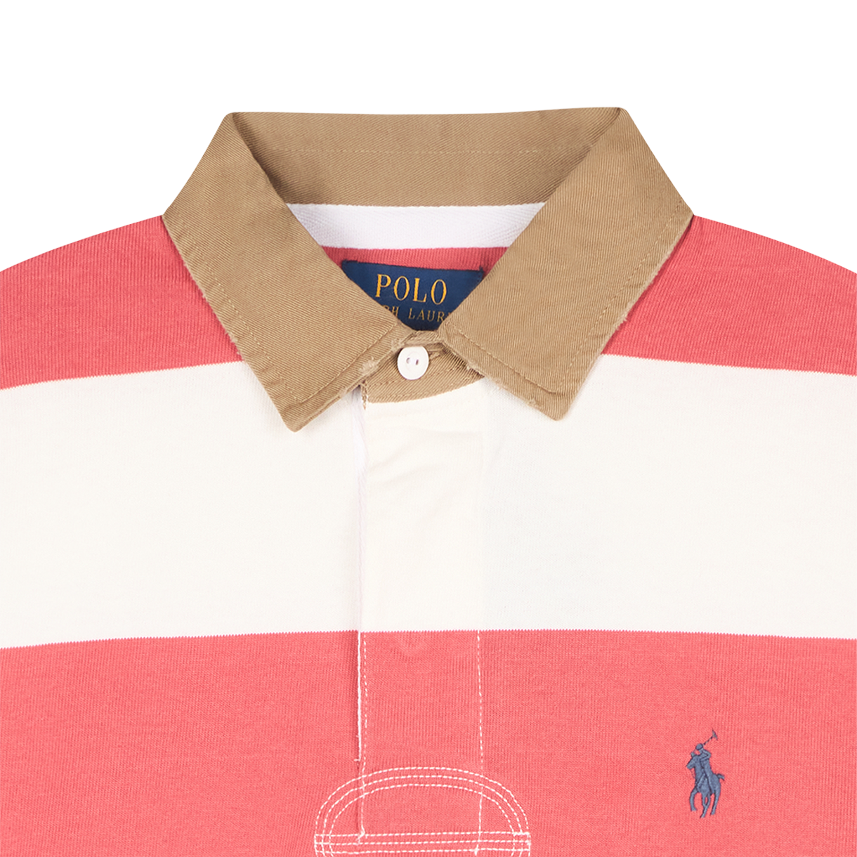 [10%적립] 폴로 랄프 로렌 클래식 핏 카키 칼라 럭비 셔츠 레드 스카이 트로피 크림 - 26SS([10%적립] Polo Ralph Lauren Classic Fit Khaki Collar Rugby Shirt Red Sky Trophy Cream - 26SS) - 3