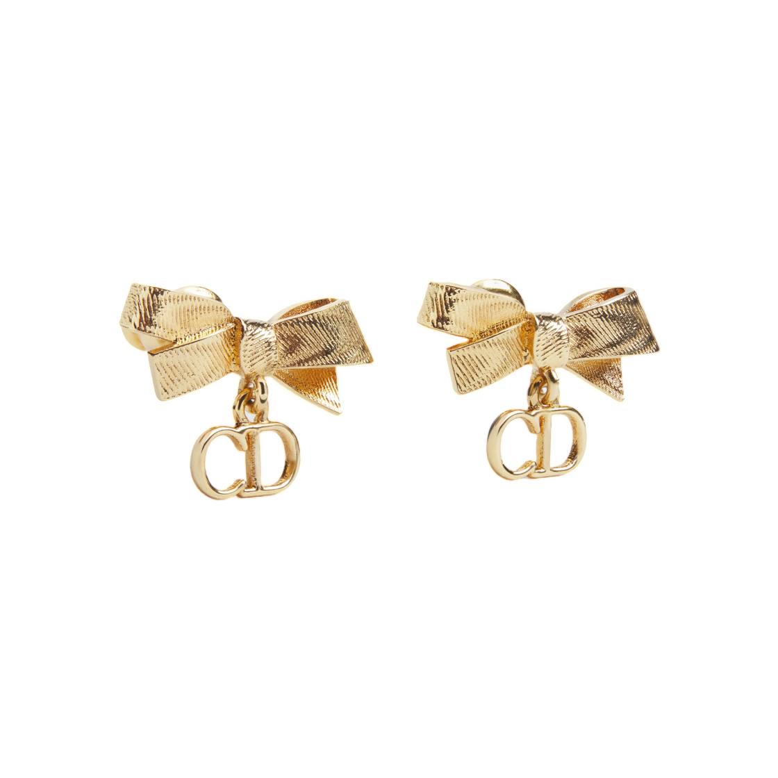 (W) 디올 CD 보우 이어링 피니쉬 메탈 골드((W) Dior CD Bow Earrings Finish Metal Gold) - 1
