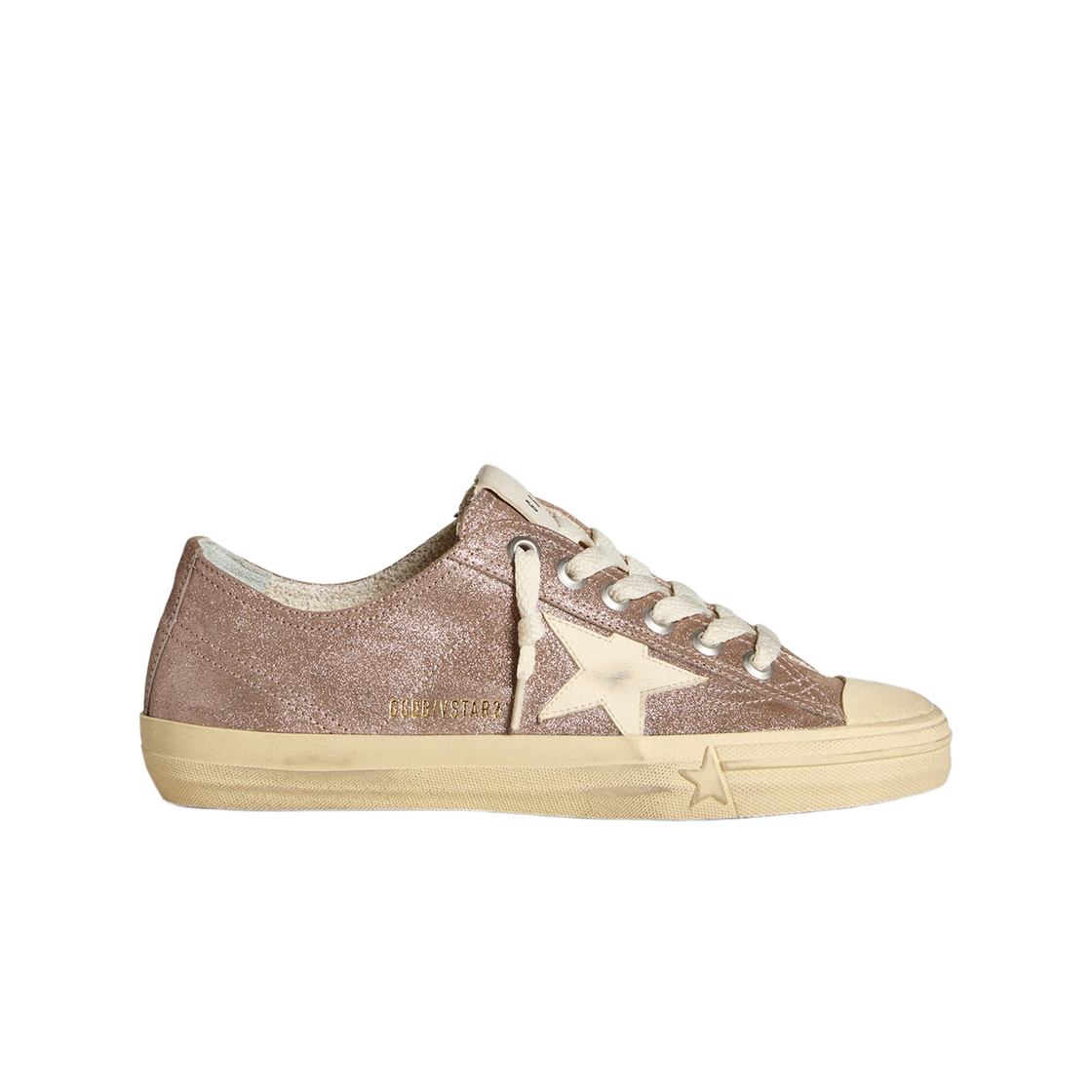 (W) 골든구스 브이스타 메탈릭 스웨이드 어퍼 크림 레더 스타 스니커즈 라이트 브라운((W) Golden Goose V-Star Metallic Suede Upper Cream Leather Star Sneakers Light Brown)