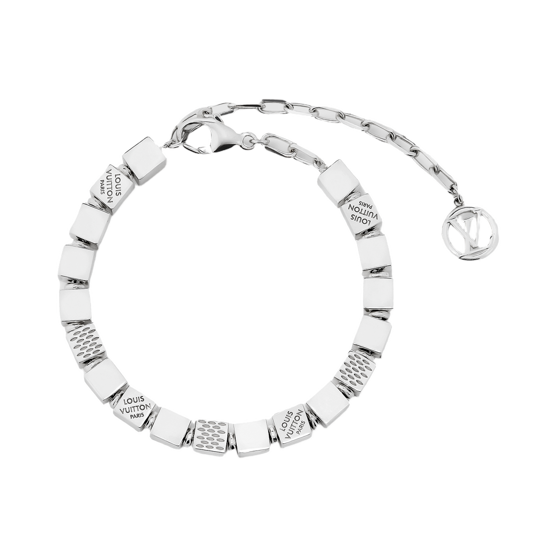 M04132 (W) Louis Vuitton LV Cube Bracelet Silver Sterling Silver