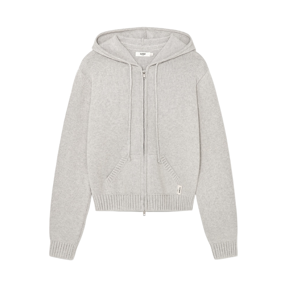 (W) 글로니 지 클래식 니크 집 업 그레이((W) Glowny G Classic Knit Zip Up Gray)