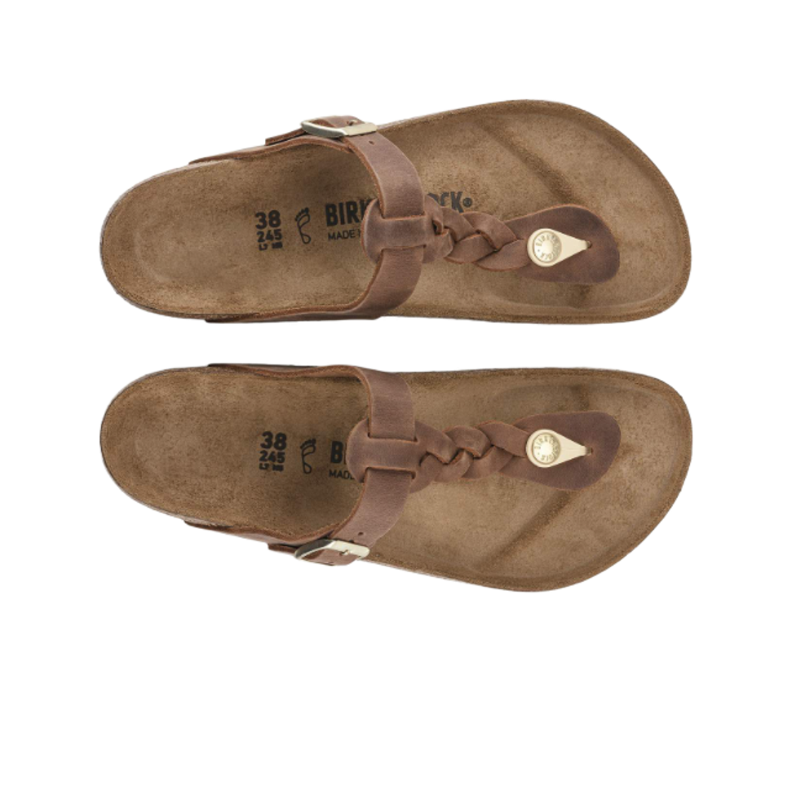 (W) 버켄스탁 지제 브레이디드 오일드 레더 꼬냑 - 레귤러((W) Birkenstock Gizeh Braided Oiled Leather Cognac - Regular) - 2