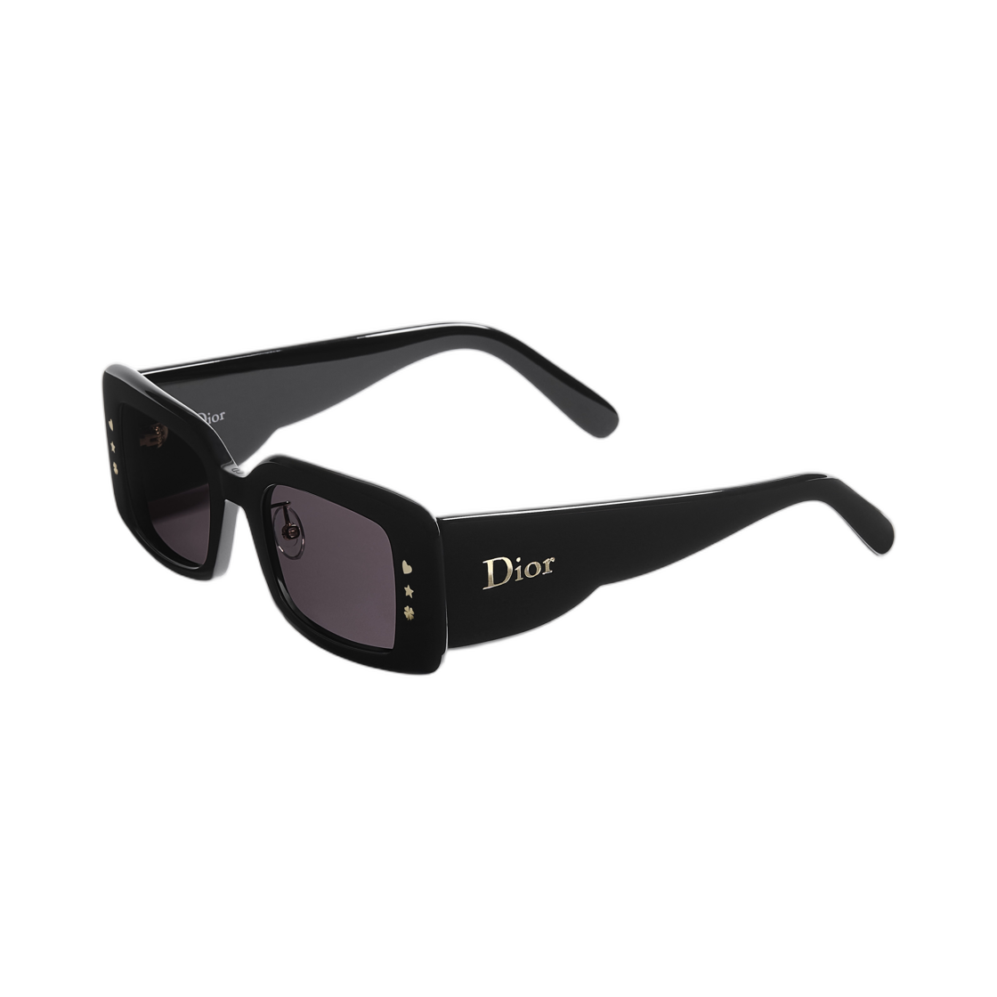 (W) 디올 럭키 참 S1F 선글라스 렉탱귤러 프레임 샤이니 블랙((W) Dior Lucky Charms S1F Sunglasses Rectangular Frame Shiny Black) - 2