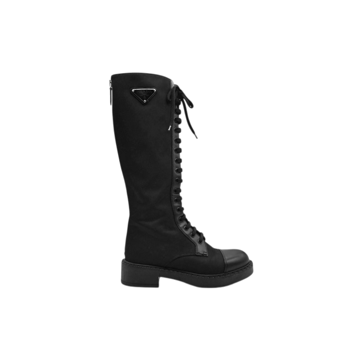 ITCJJF6KRB8T Prada Brushed Nylon Lace-Up Long Boots