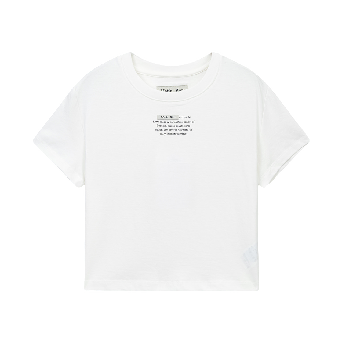 MK2600TS090VWH (W) Matin Kim Label Point Lettering Crop Top In White