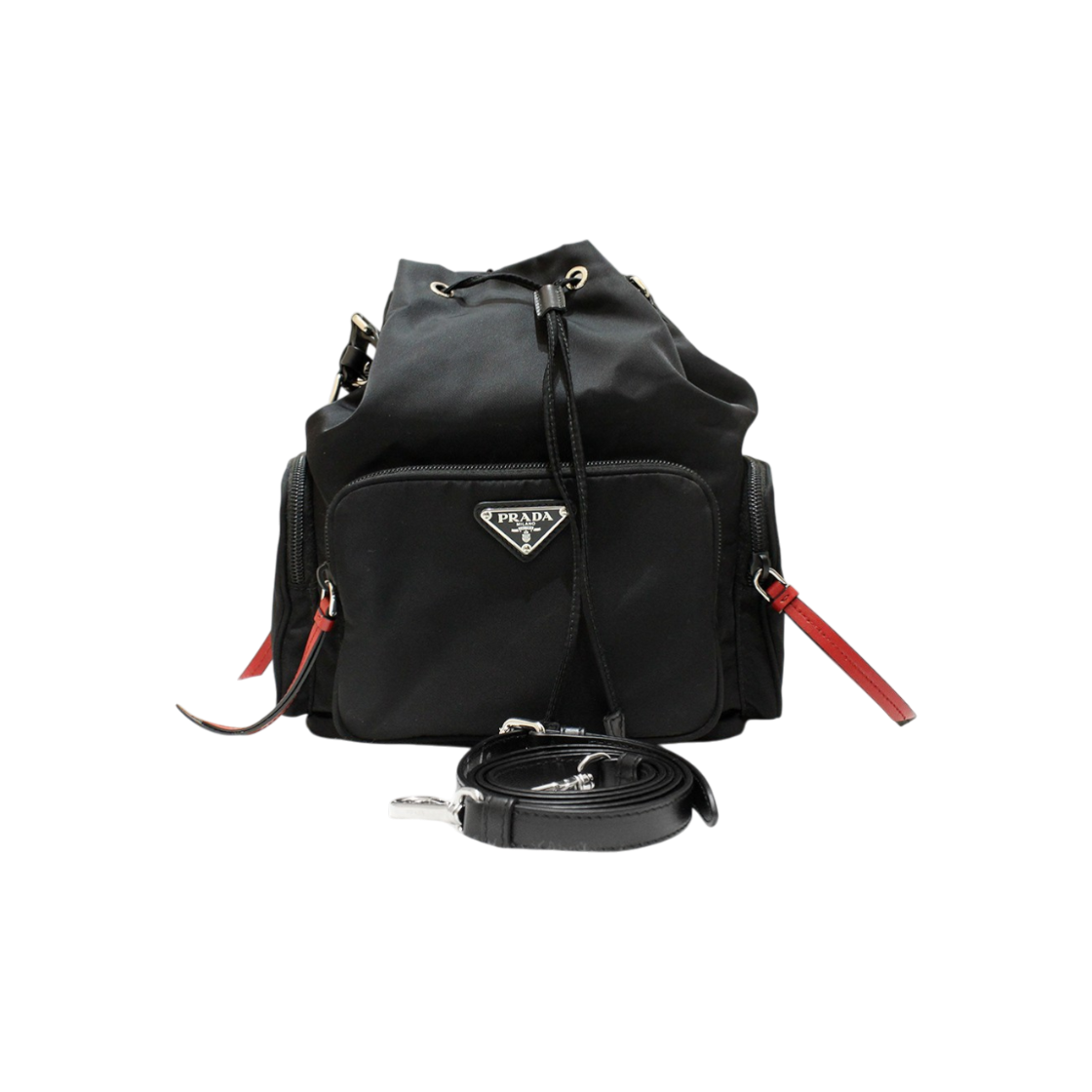 IT96WUS93O3C Prada Nylon Studded Bucket Bag 1BE027