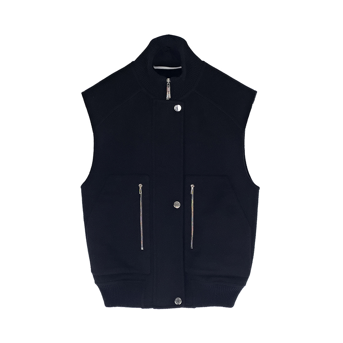 ITDJSRE2IOQ6 Hermes 25FW Sleeveless Short Bomber Jacket 34 Black (6HA0227)