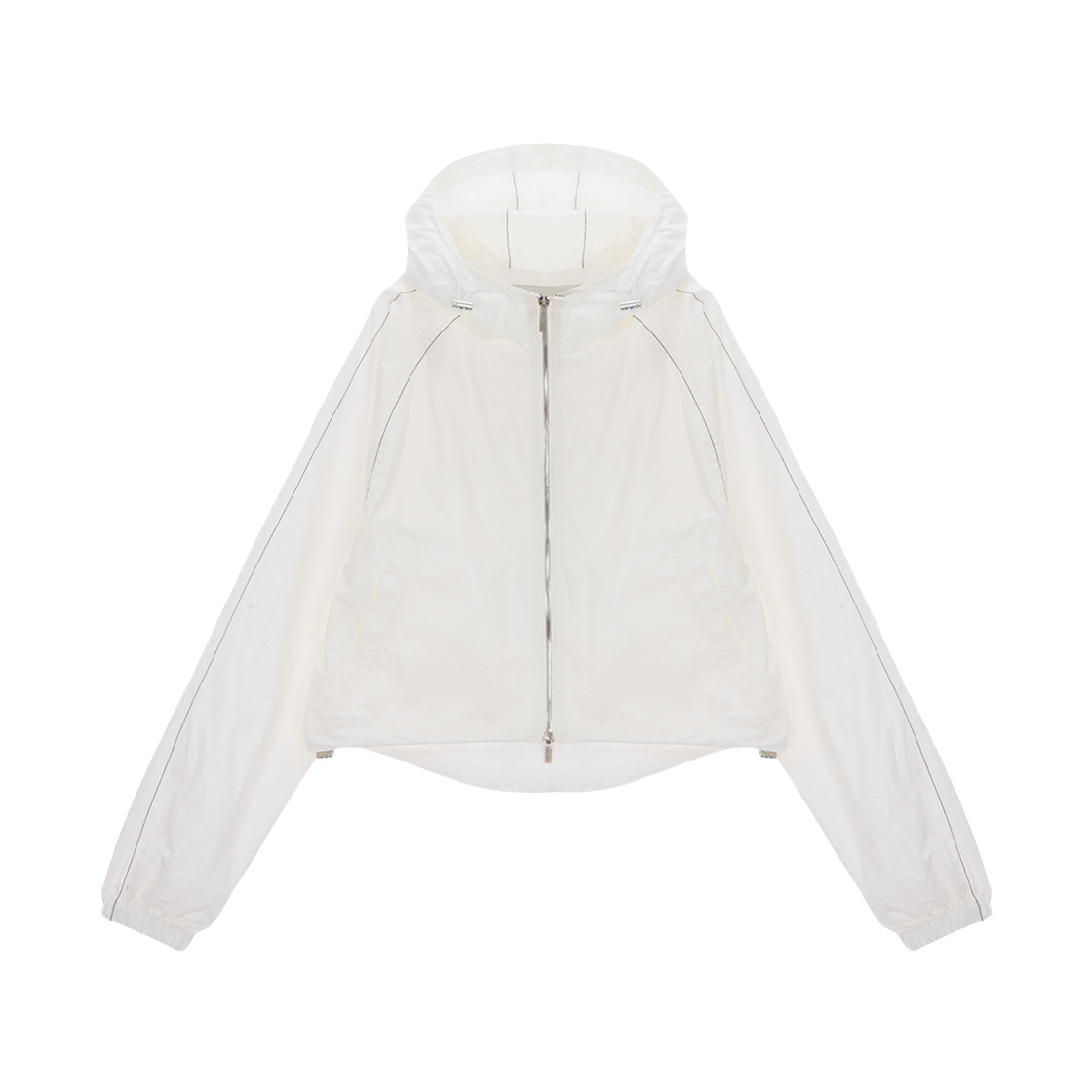 (W) 마뗑킴 마틴 크롭 후디 코팅 점퍼 화이트((W) Matin Kim Matin Crop Hoody Coating Jumper In White)