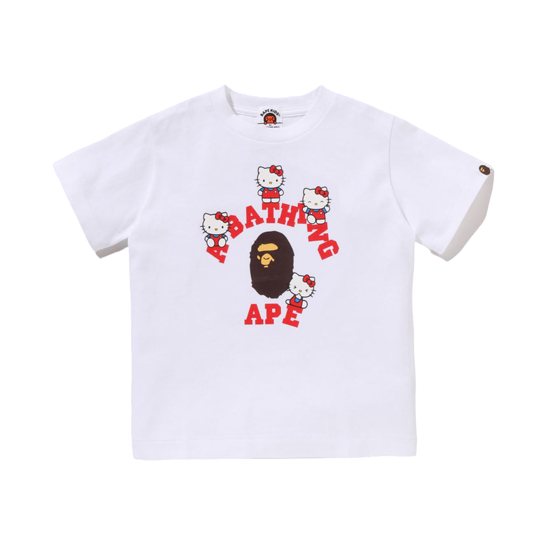 (키즈) 베이프 x 산리오 캐릭터즈 컬리지 미니 티셔츠 화이트((Kids) BAPE x Sanrio Characters College Mini T-Shirt White) - 1