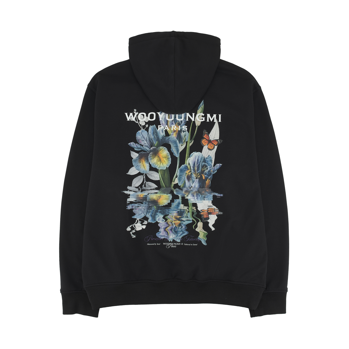 우영미 플라워 백 로고 후드 블랙 - 26SS(Wooyoungmi Flower Back Logo Hoodie Black - 26SS)