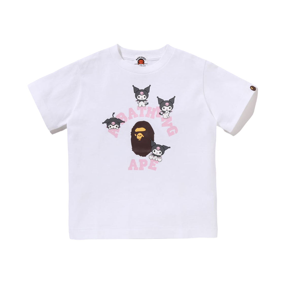(키즈) 베이프 x 산리오 캐릭터즈 컬리지 미니 티셔츠 화이트 화이트((Kids) BAPE x Sanrio Characters College Mini T-Shirt White White) - 1