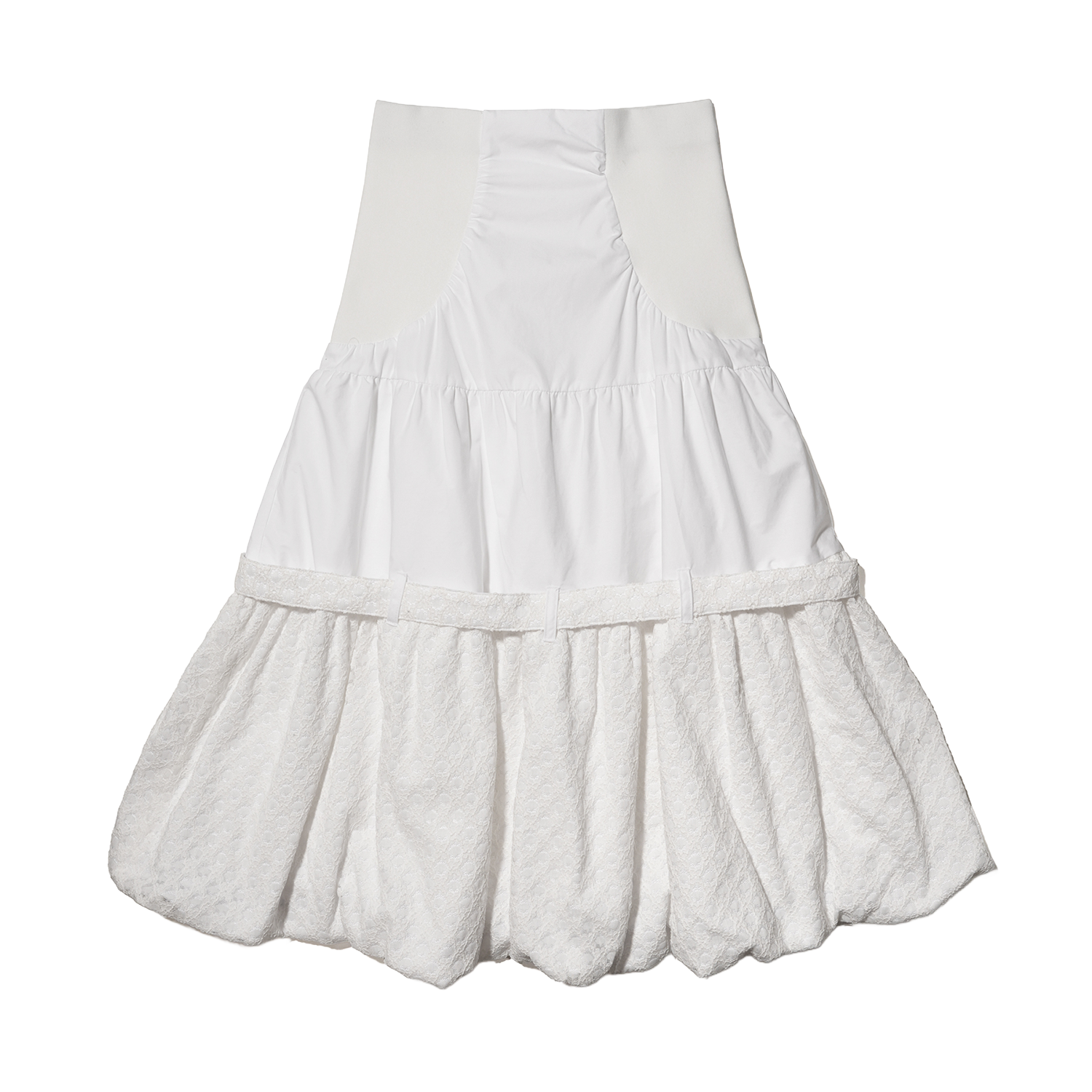테레루 벌룬 실루엣 맥시 스커트 화이트(TERERU Balloon-Silhouette Maxi Skirt White)