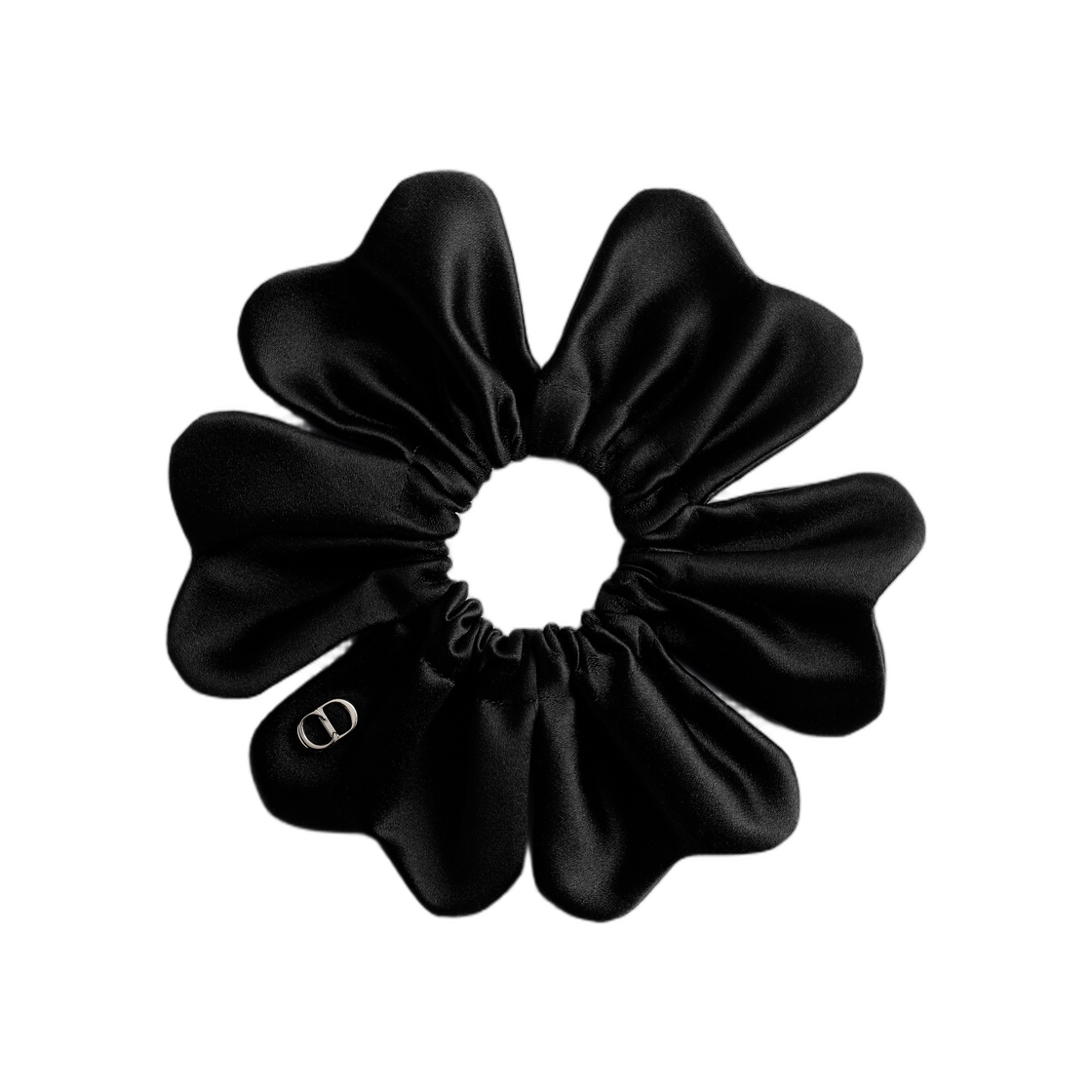 CPS00006ESAT-C900 (W) Dior Clover Hair Tie Silk-Blend Satin Black