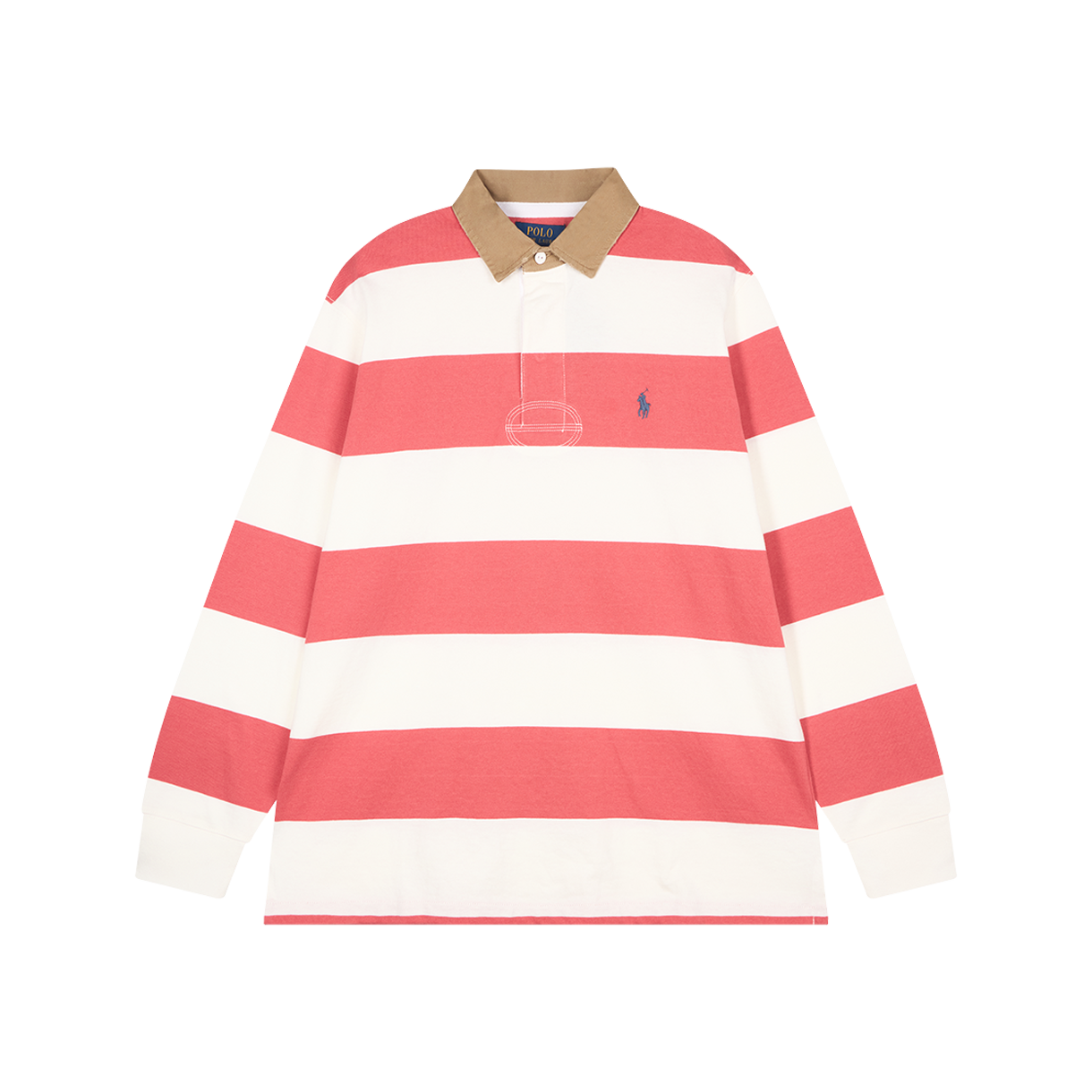 [10%적립] 폴로 랄프 로렌 클래식 핏 카키 칼라 럭비 셔츠 레드 스카이 트로피 크림 - 26SS([10%적립] Polo Ralph Lauren Classic Fit Khaki Collar Rugby Shirt Red Sky Trophy Cream - 26SS)