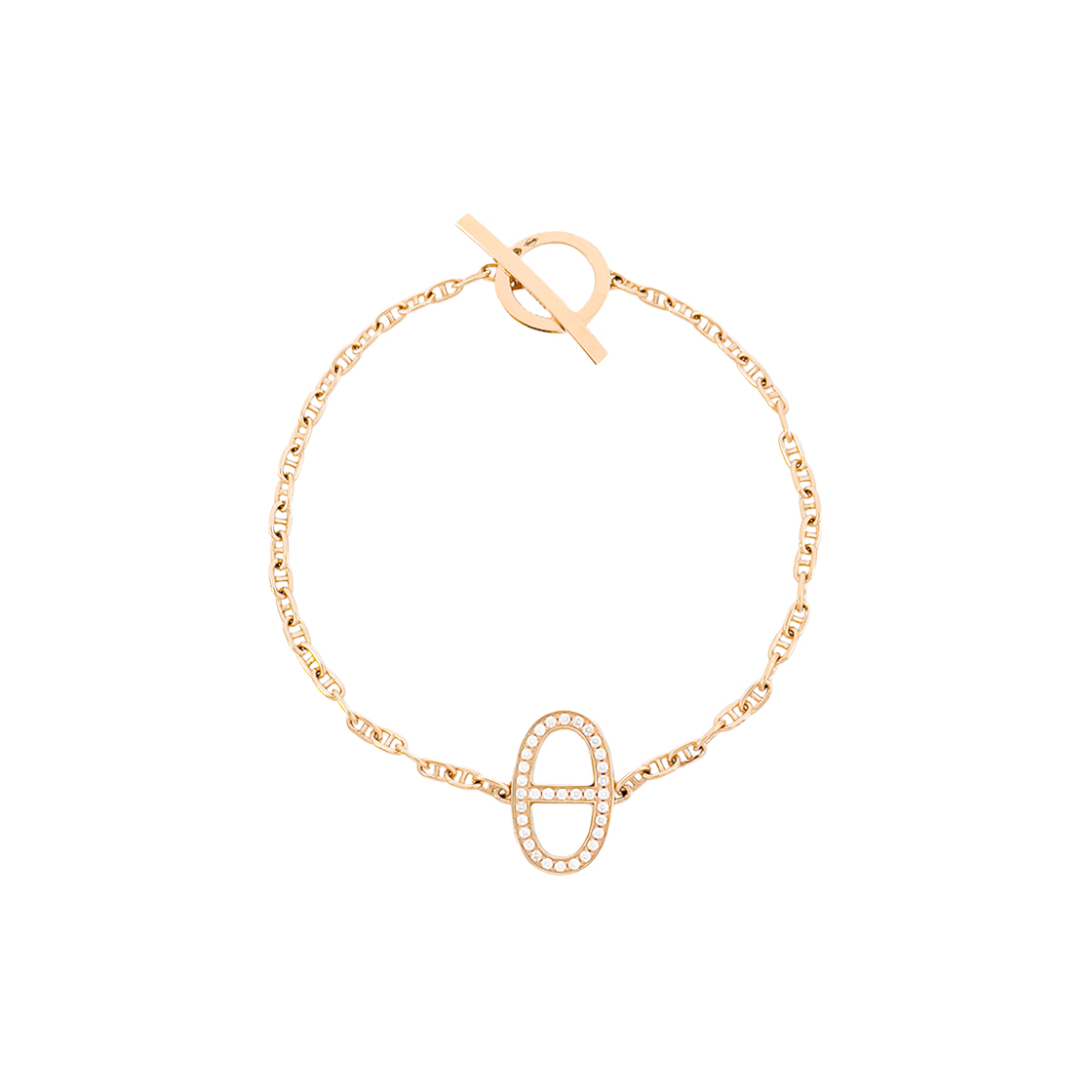 ITEP3SODDSJV Hermes Chandal Contour Bracelet SH 18K Rose Gold Diamond
