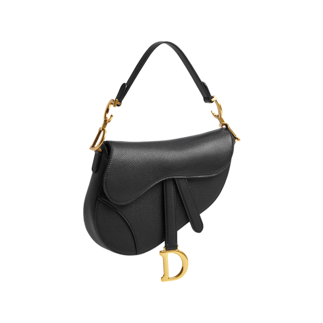 디올 스몰 새들백 스트랩 그레인드 카프스킨 블랙(Dior Small Saddle Bag With Strap Grained Calfskin Black) - 1