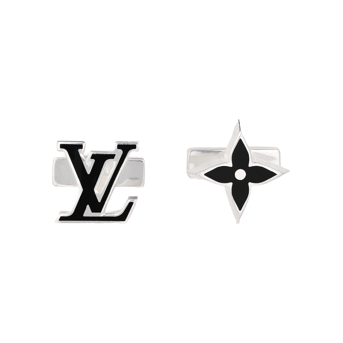 M03708 Louis Vuitton Spike Cufflinks Silver Black