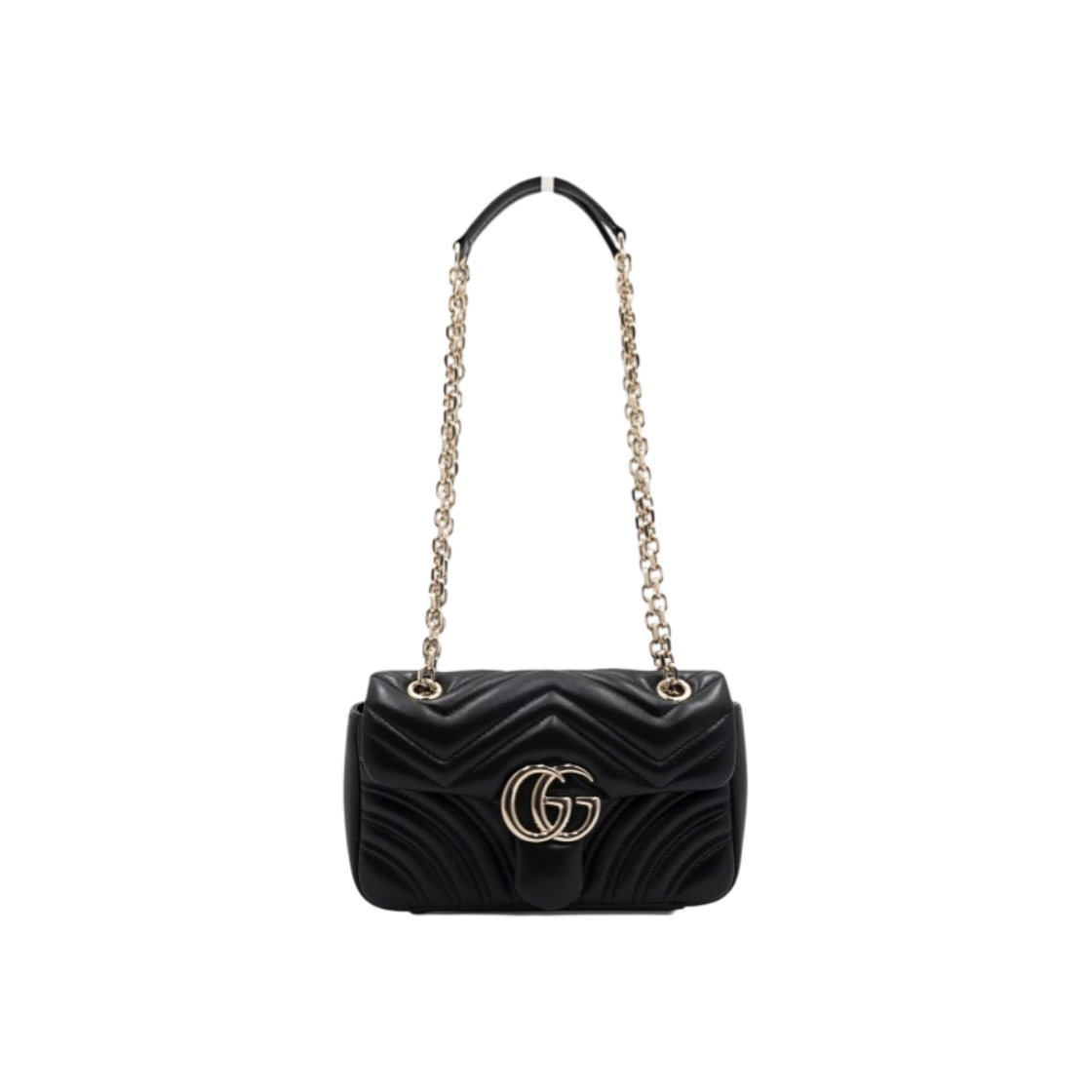IT6FUVRNS5PW Gucci 837280 Black Matelasse GG Marmont Small Shoulder Bag with Gold Chain