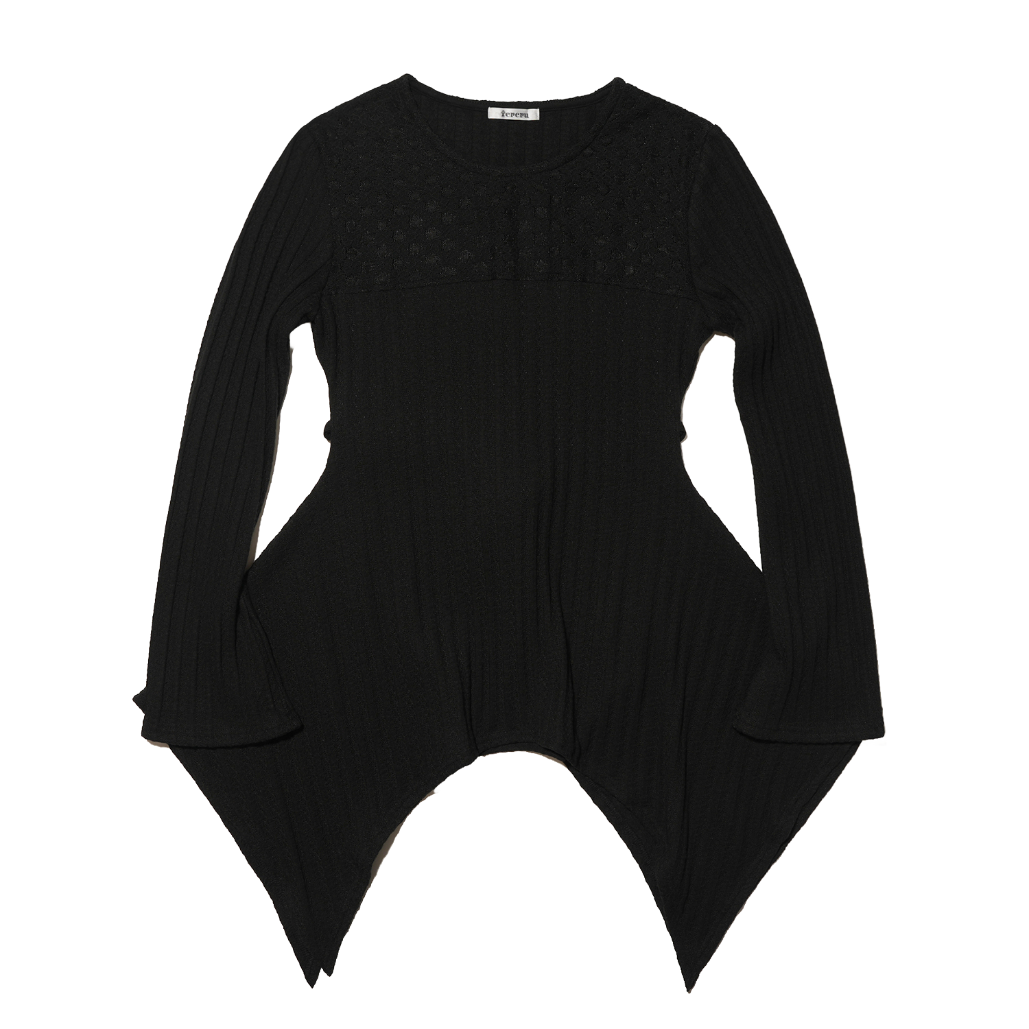 테레루 러플 포인트 롱 슬리브 블랙(TERERU Draping long sleeve Black)