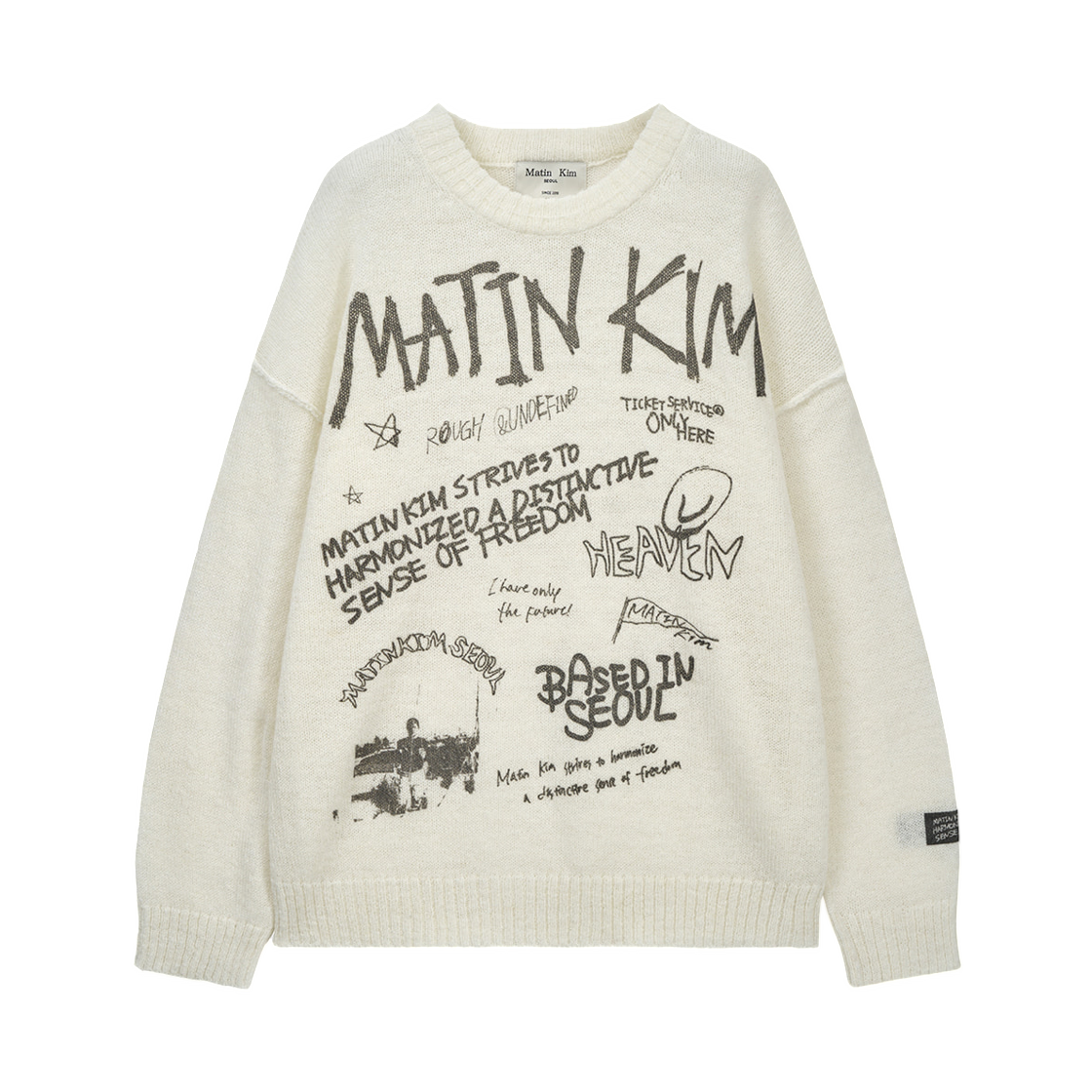 MK2611PO002MIV (W) Matin Kim Graffiti Artwork Knit Pullover In Ivory