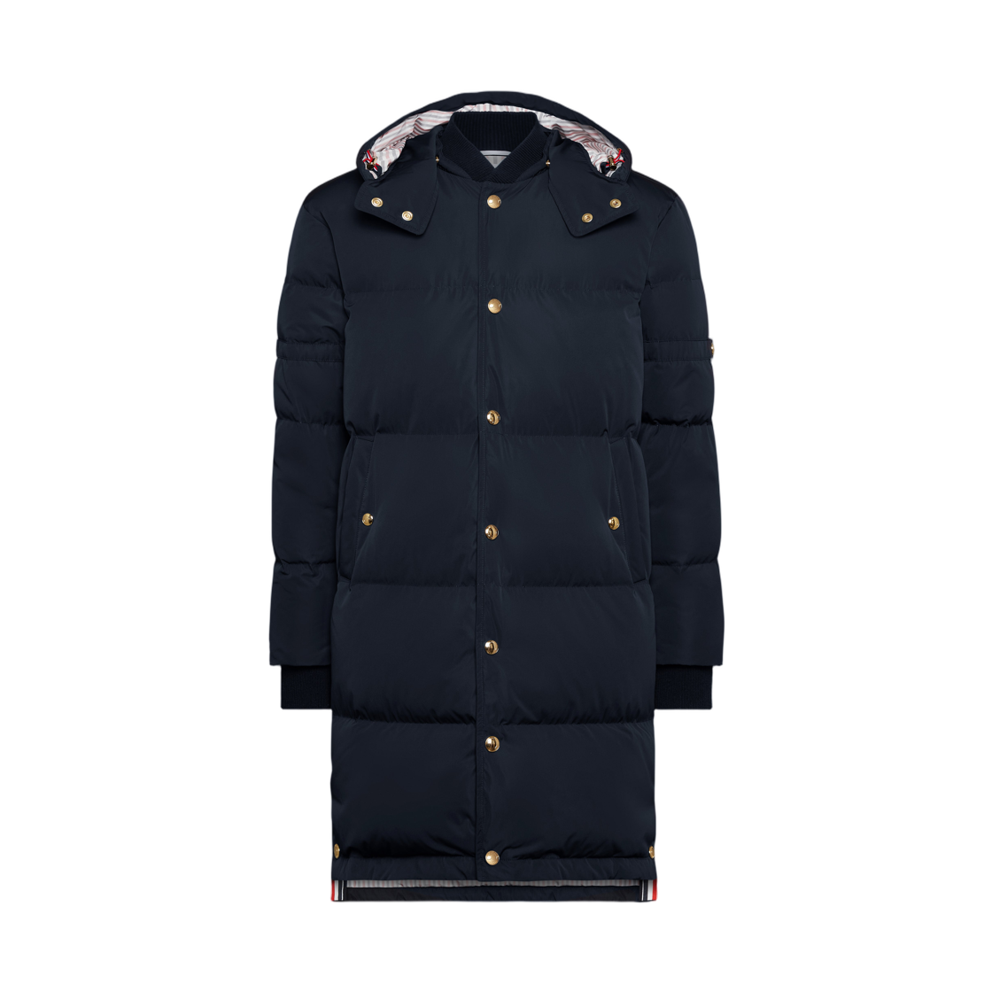 MOD094Y-F1090-415 Thom Browne Poly Tech Down Filled Armband Coat Navy