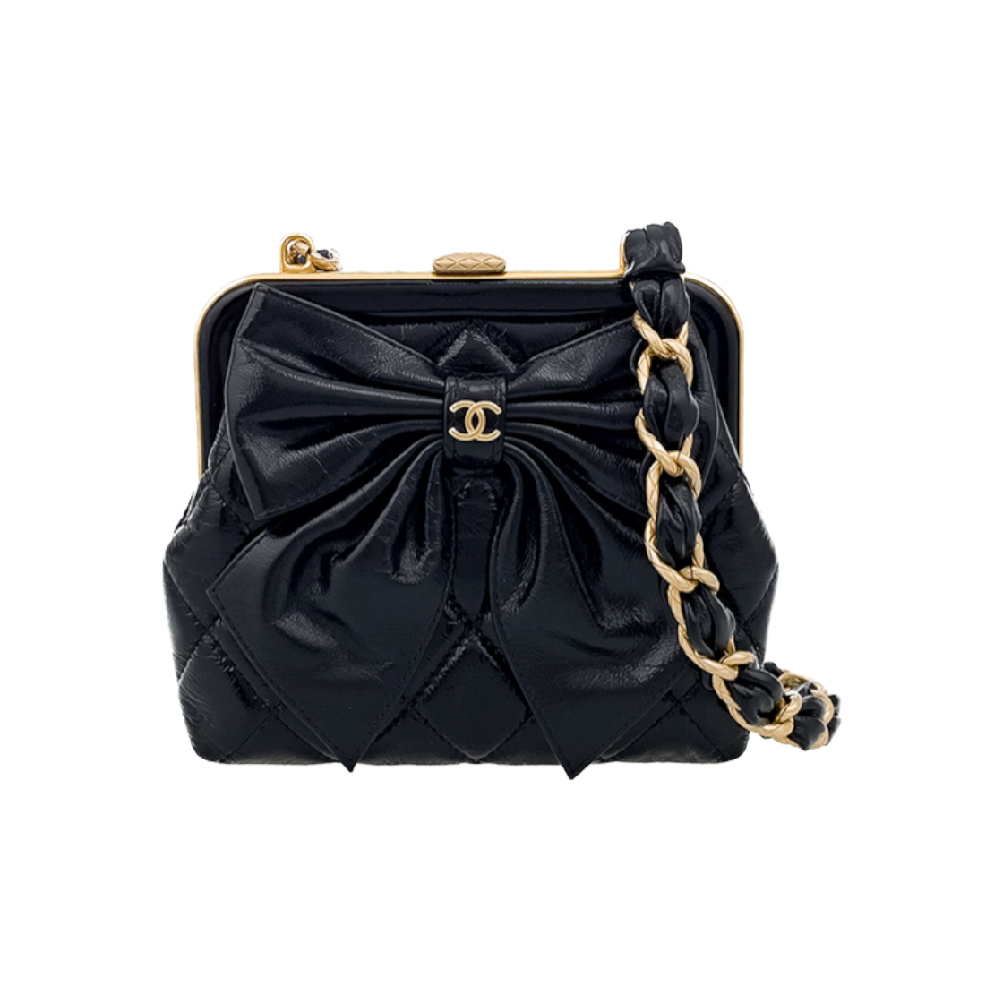 ITOD78S5MD7F Chanel Ribbon Chain Mini Bag - Black Vintage Hardware